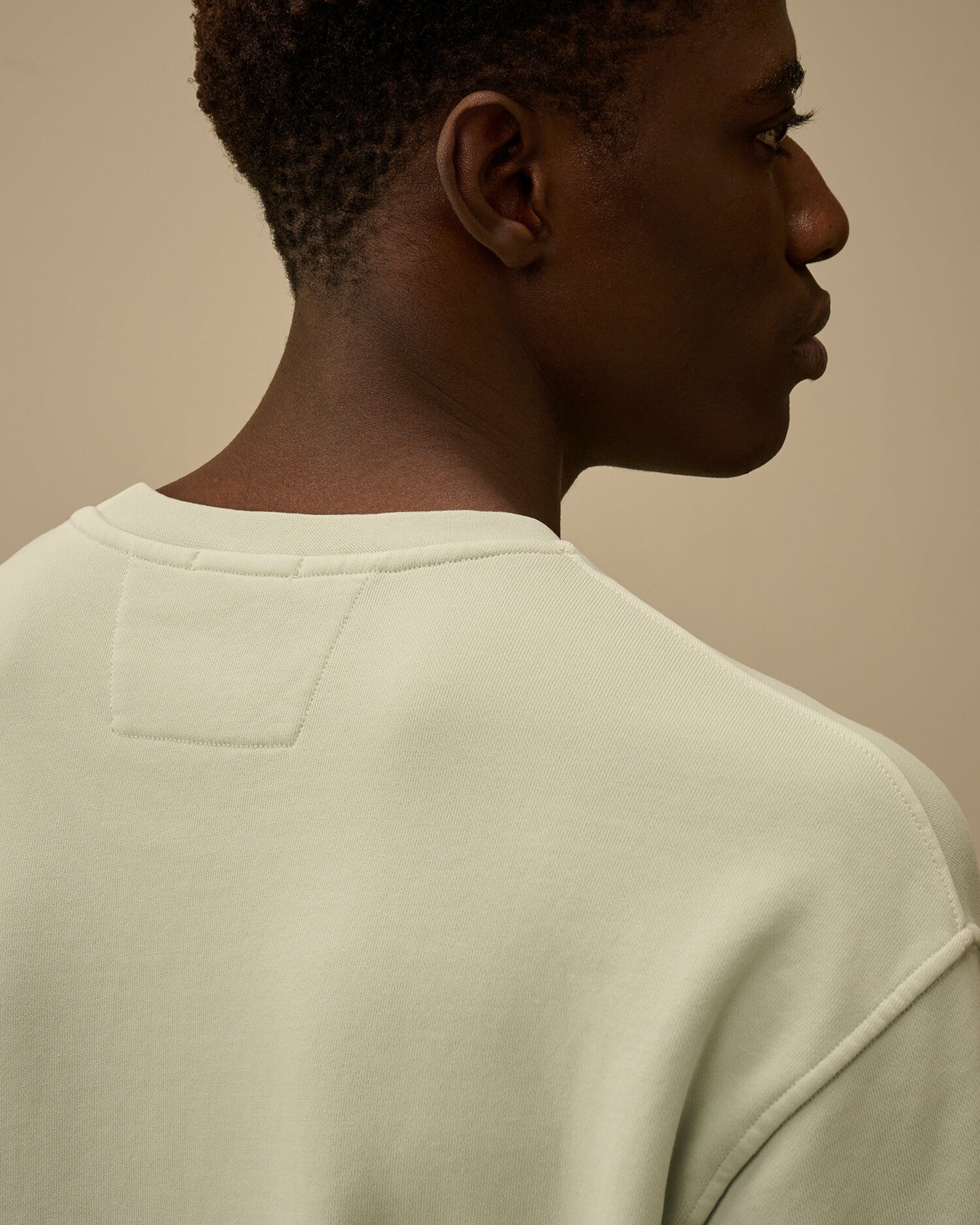 Cotton Diagonal Fleece Resist Dyed Crewneck Lens Sweatshirt, MISTY BLUE