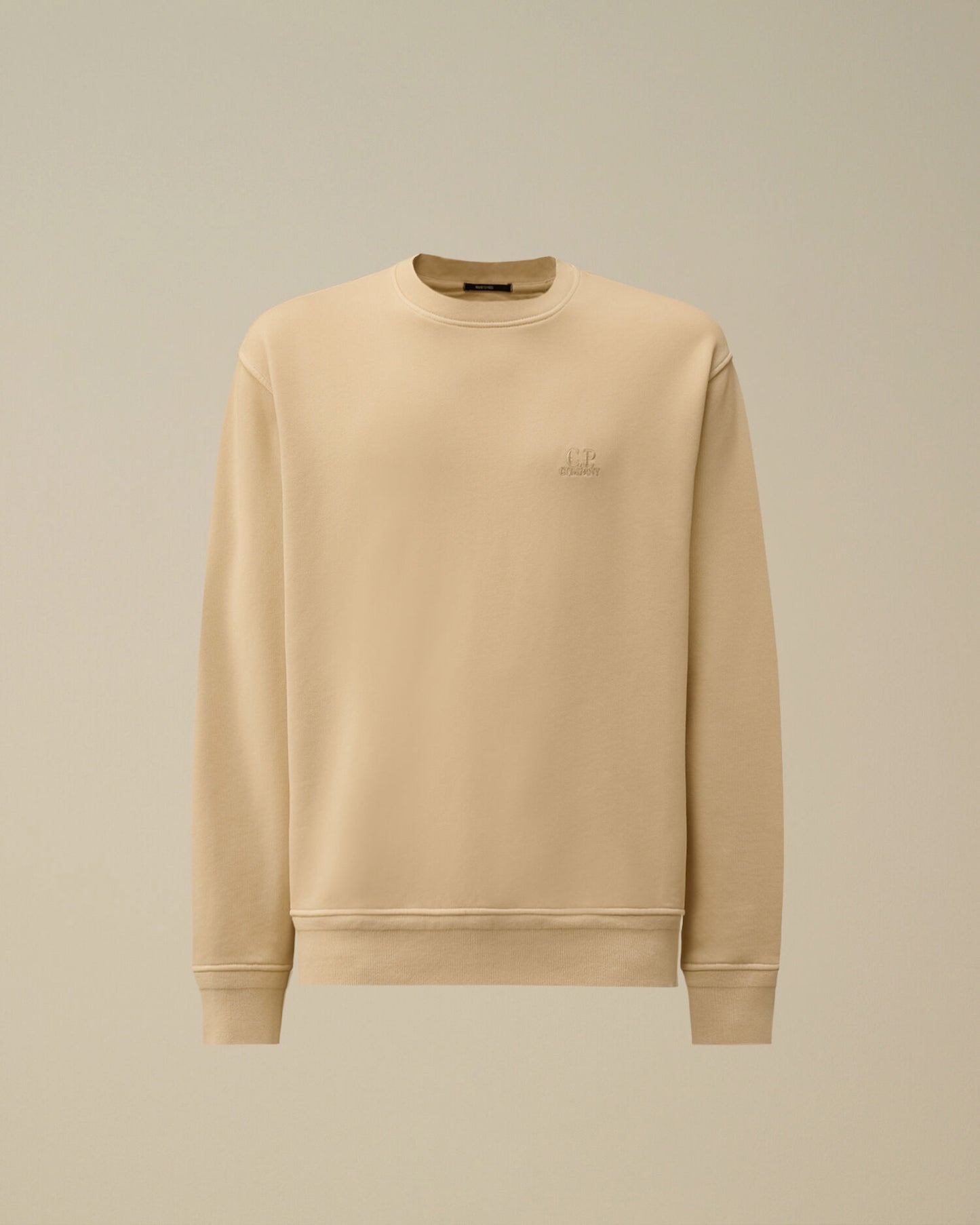 Cotton Diagonal Fleece Resist Dyed Crewneck Logo Sweatshirt, FROZEN DEW - WHITE