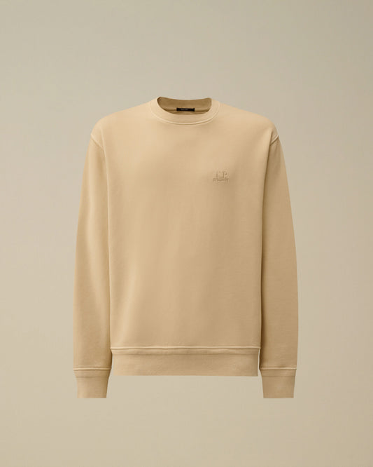 Cotton Diagonal Fleece Resist Dyed Crewneck Logo Sweatshirt, FROZEN DEW - WHITE