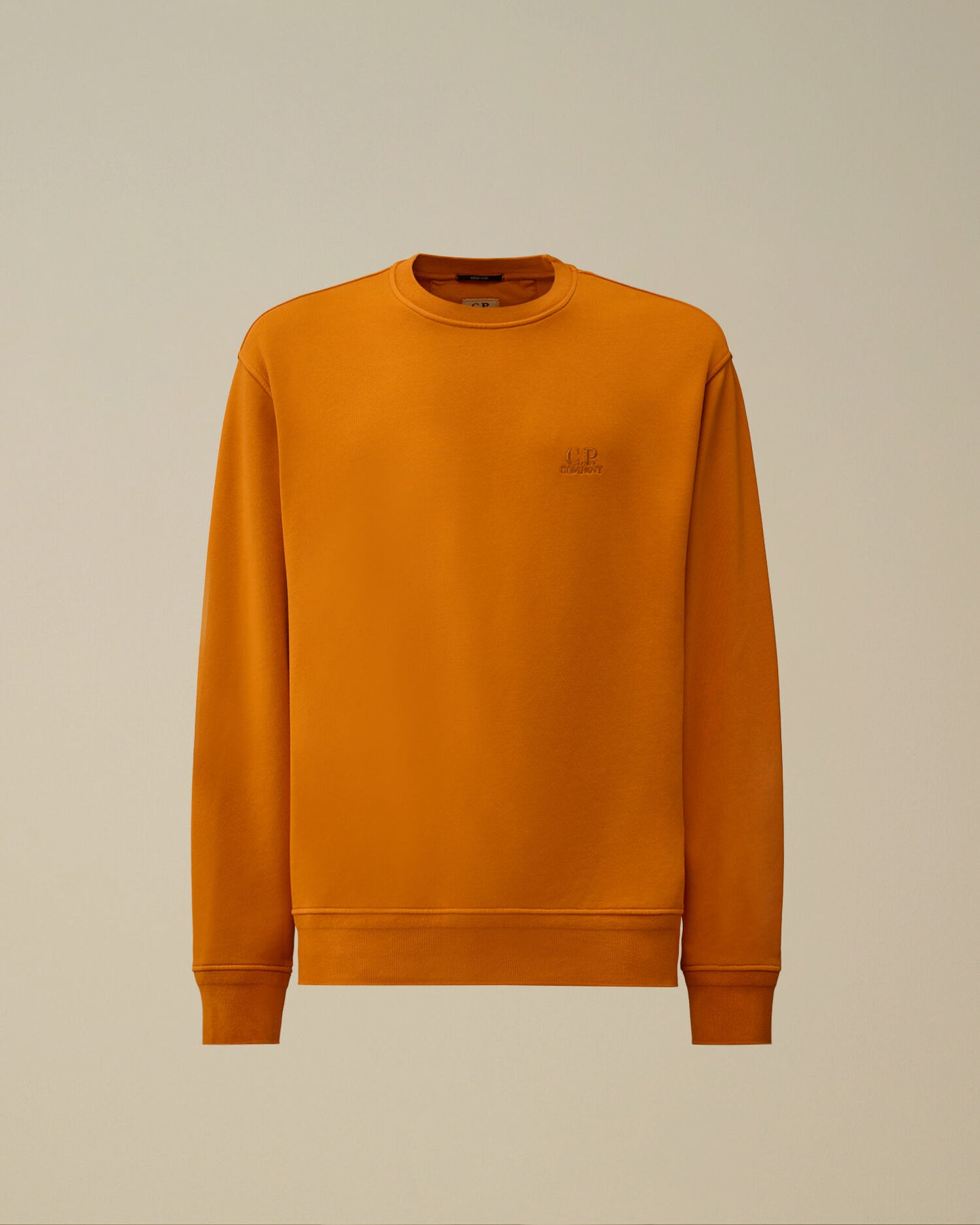 Cotton Diagonal Fleece Resist Dyed Crewneck Logo Sweatshirt, DESERT SUN - ORANGE