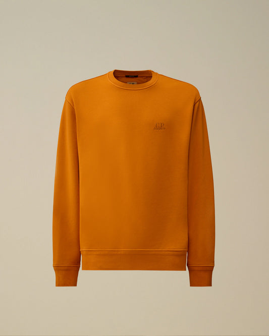 Cotton Diagonal Fleece Resist Dyed Crewneck Logo Sweatshirt, DESERT SUN - ORANGE