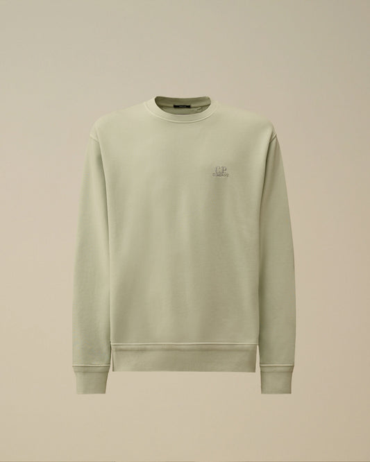 Cotton Diagonal Fleece Resist Dyed Crewneck Logo Sweatshirt, MISTY BLUE