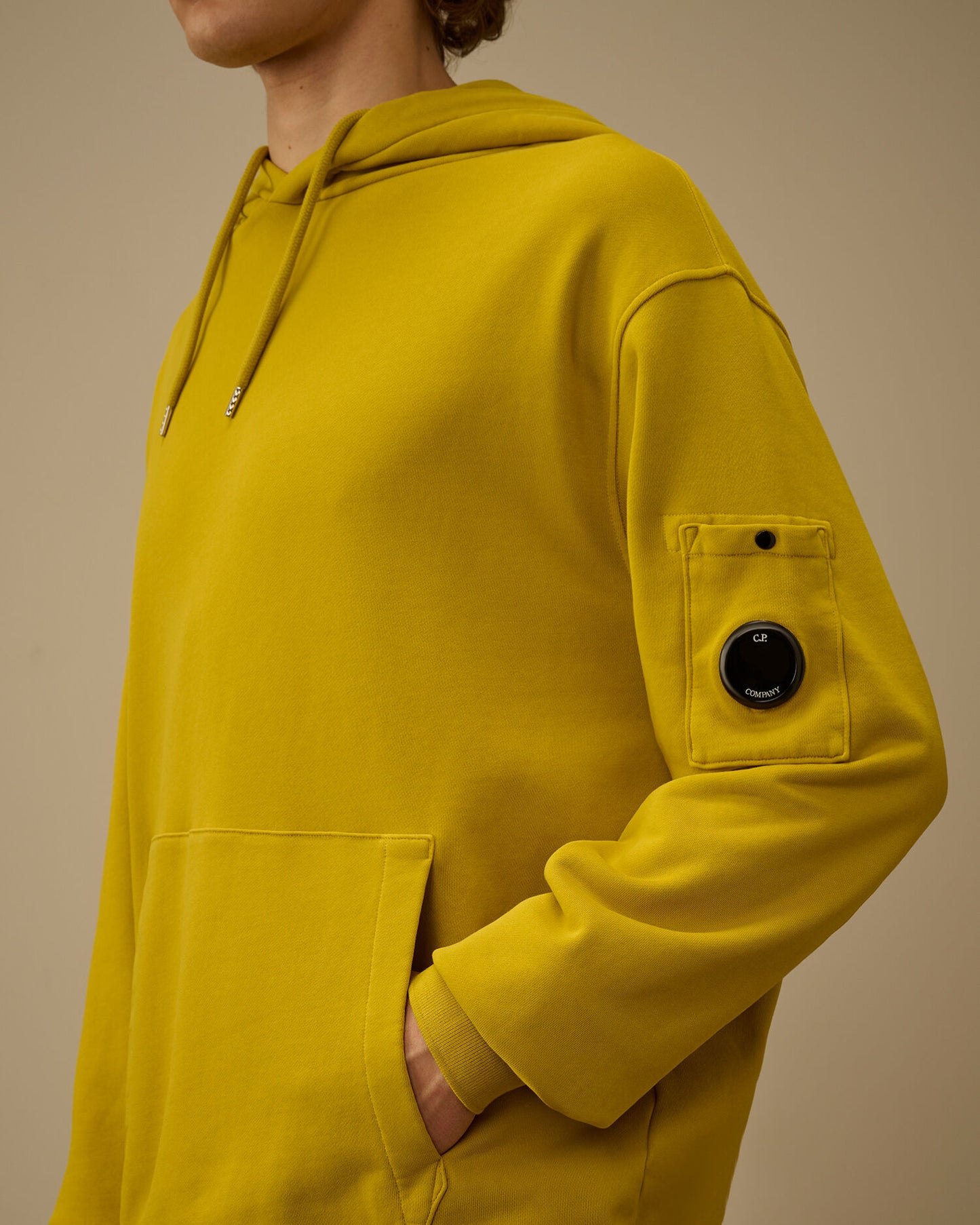 Cotton Diagonal Fleece Hooded Lens Sweatshirt, ANTIQUE MOSS -YELLOW