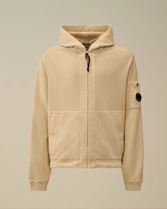 Cotton Diagonal Fleece Zip Hooded Sweatshirt, FROZEN DEW - WHITE