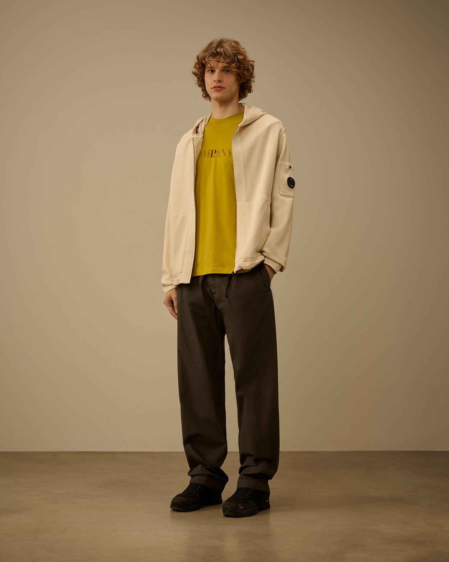 Cotton Diagonal Fleece Zip Hooded Sweatshirt, FROZEN DEW - WHITE