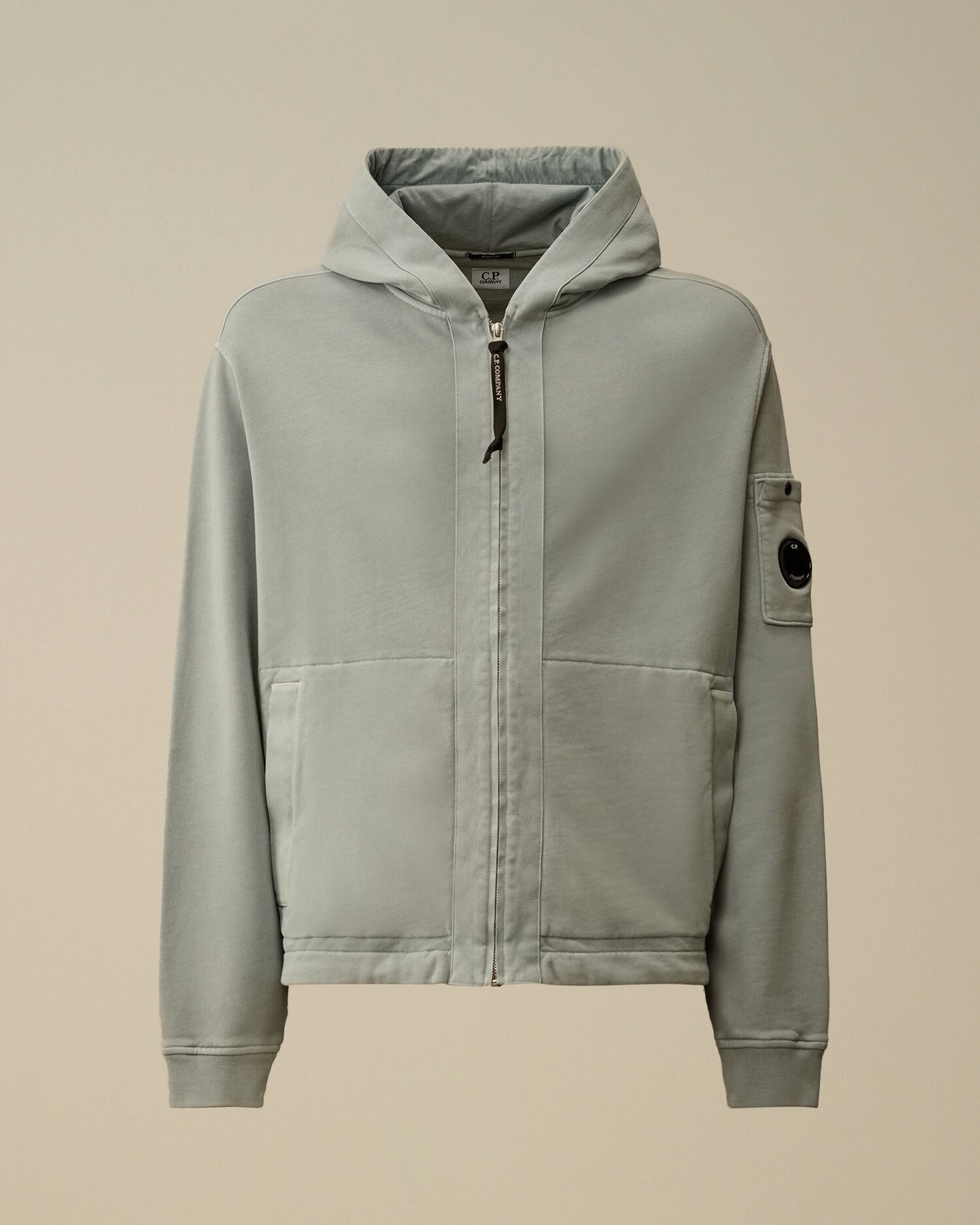 Cotton Diagonal Fleece Zip Hooded Sweatshirt, SILVER BLUE
