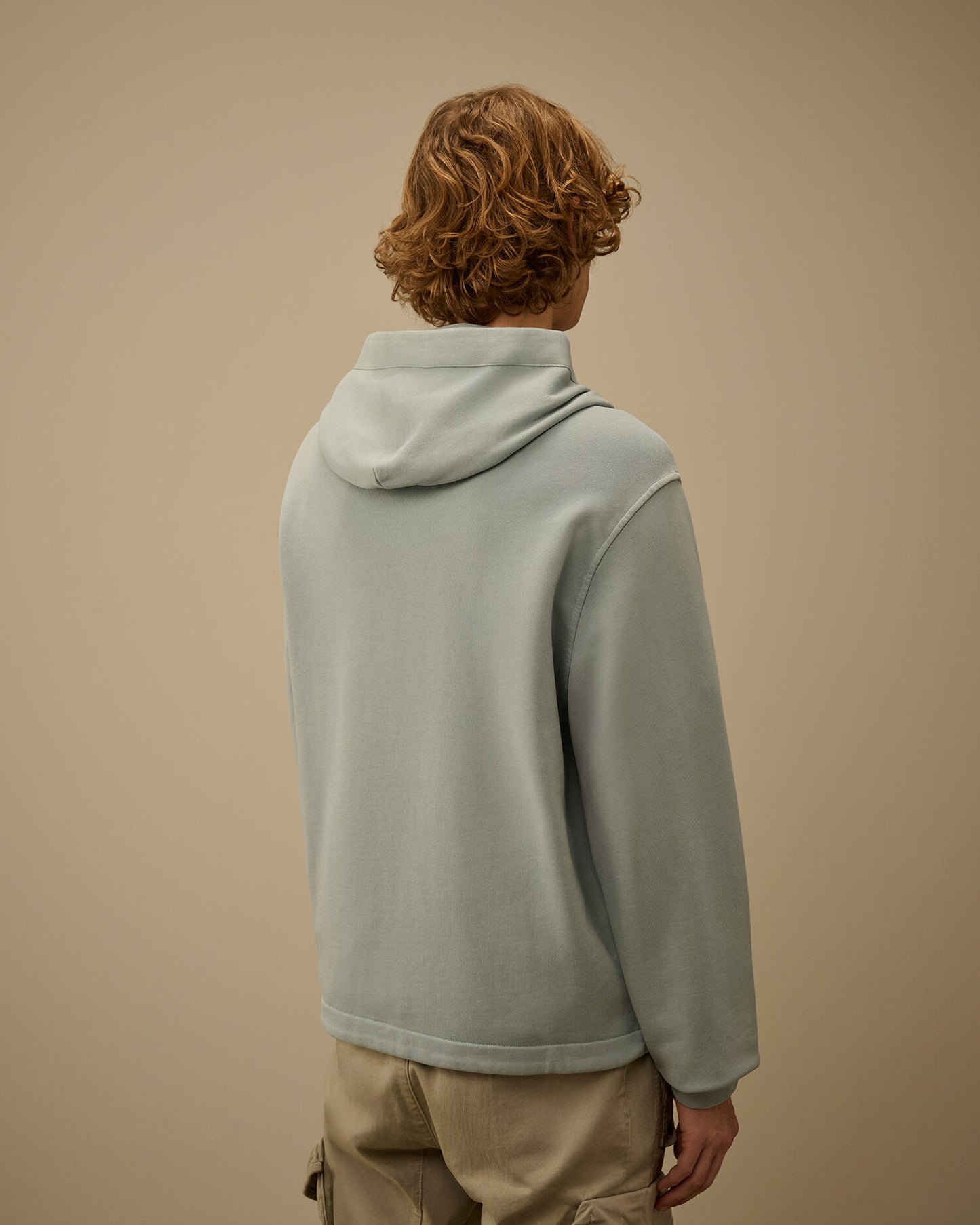 Cotton Diagonal Fleece Zip Hooded Sweatshirt, SILVER BLUE