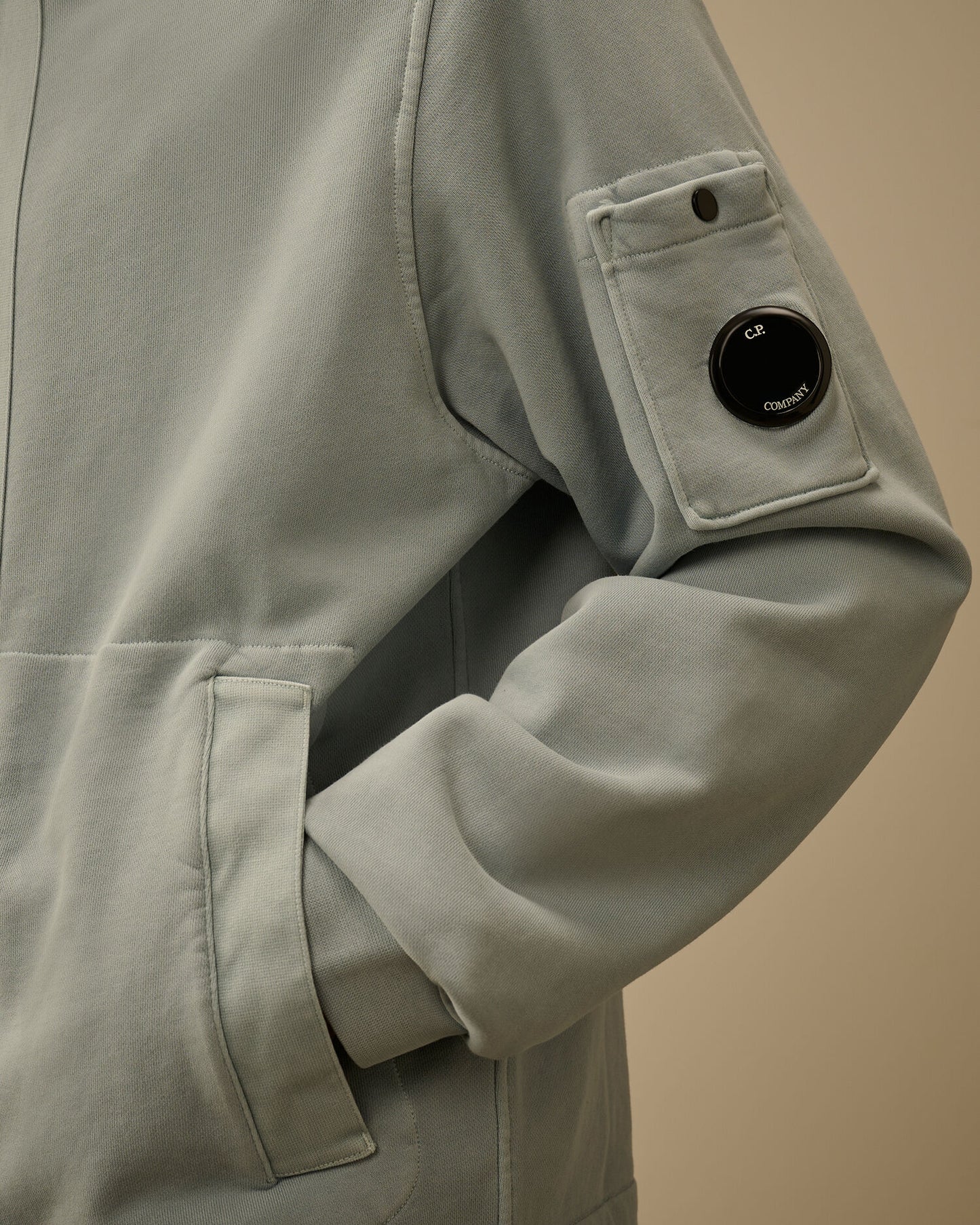 Cotton Diagonal Fleece Zip Hooded Sweatshirt, SILVER BLUE