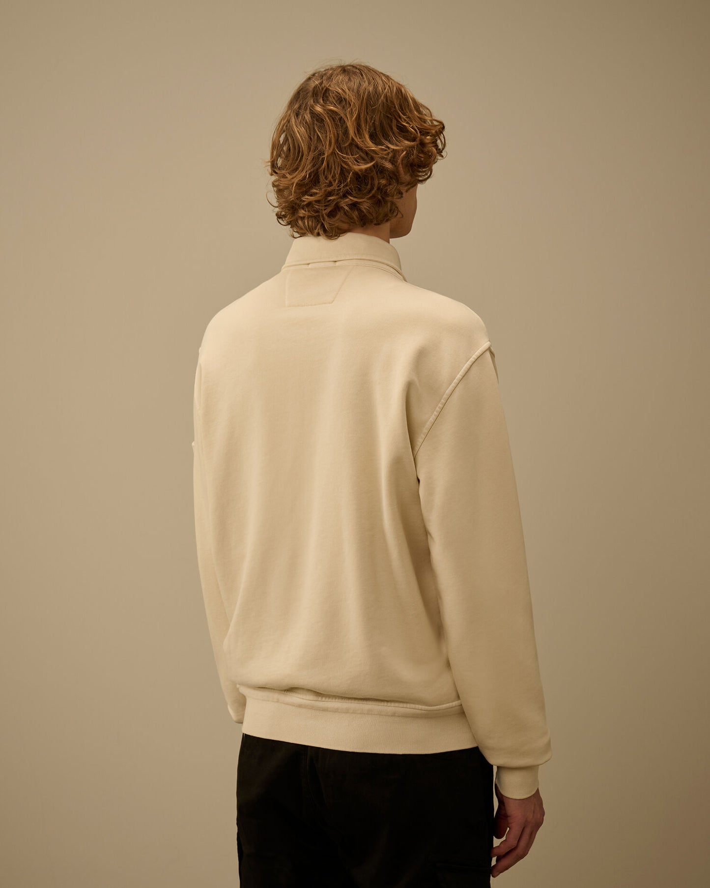 Cotton Diagonal Fleece Zip Lens Sweatshirt, FROZEN DEW - WHITE