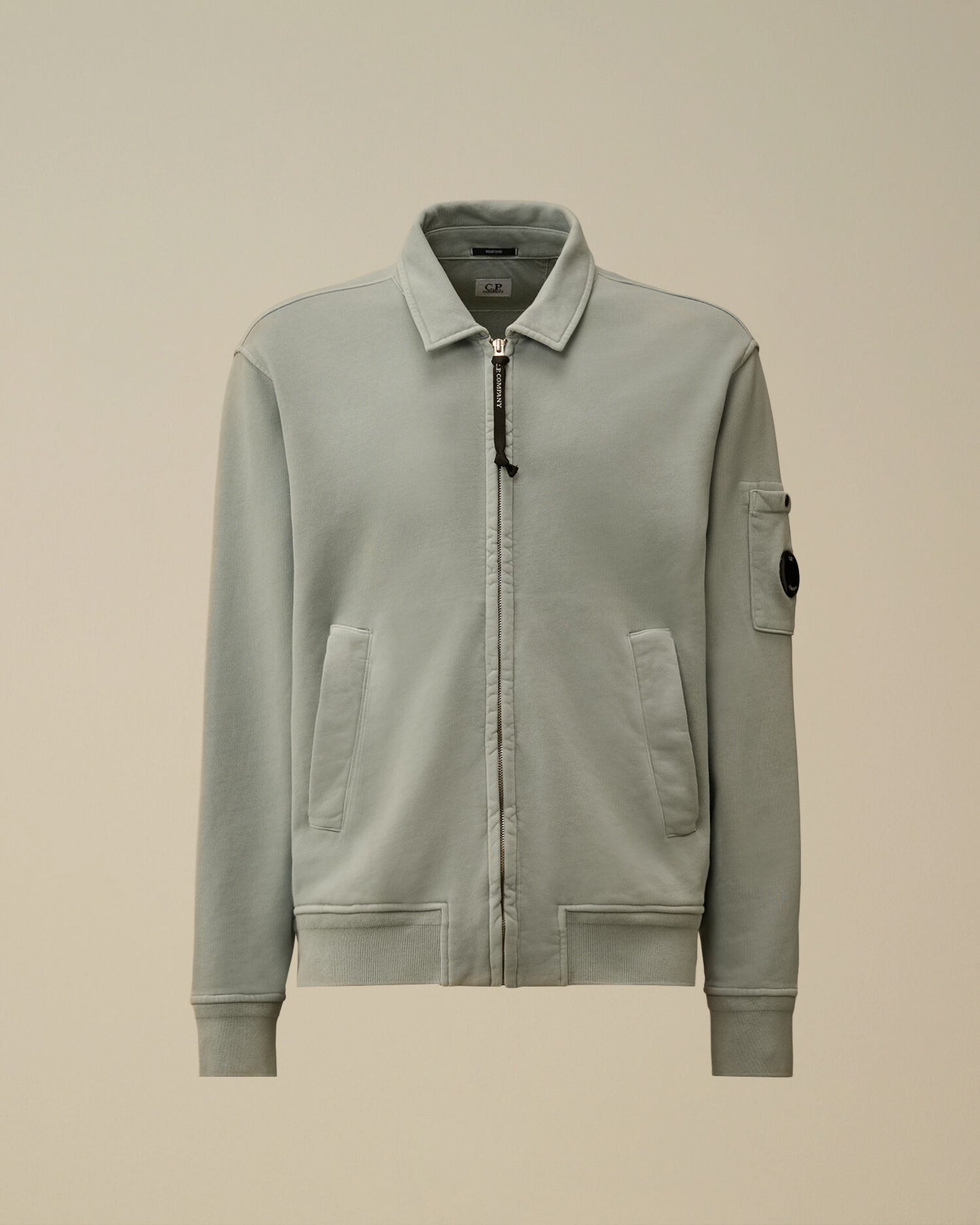 Cotton Diagonal Fleece Zip Lens Sweatshirt, SILVER BLUE