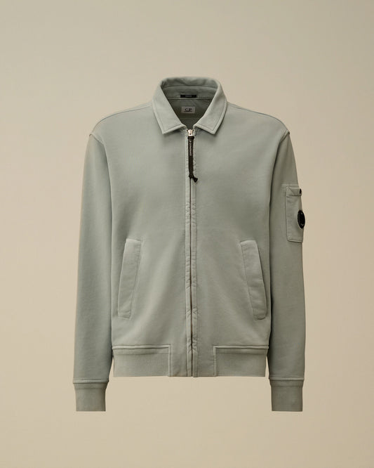 Cotton Diagonal Fleece Zip Lens Sweatshirt, SILVER BLUE