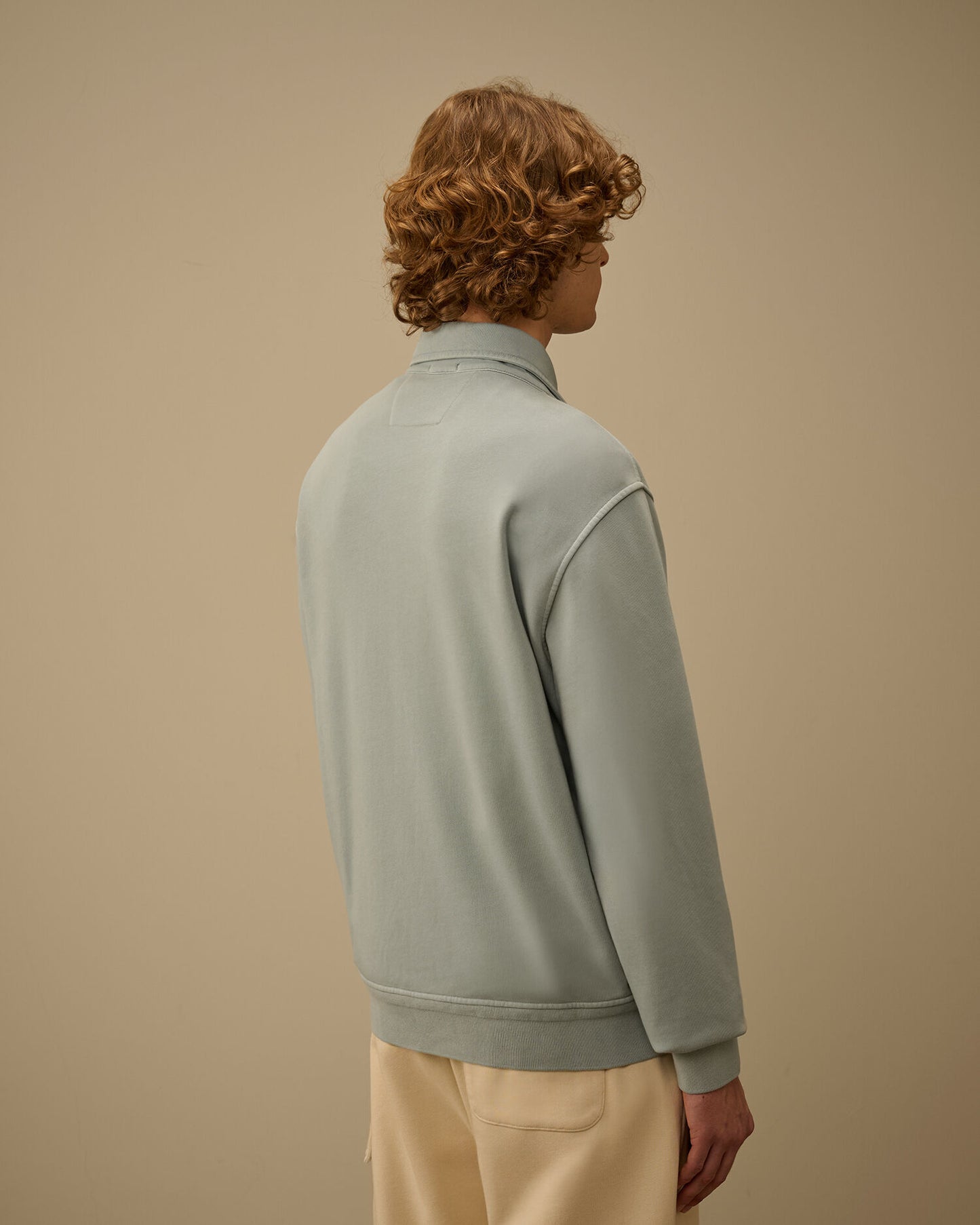 Cotton Diagonal Fleece Zip Lens Sweatshirt, SILVER BLUE