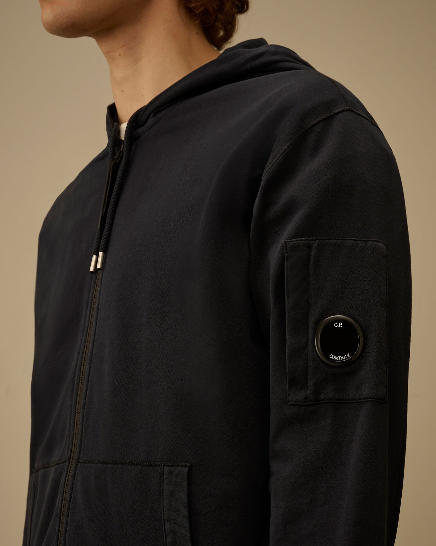 Light Fleece Zip Hooded Lens Sweatshirt, TOTAL ECLIPSE - BLUE