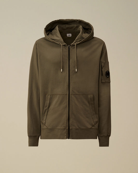 Light Fleece Zip Hooded Lens Sweatshirt, GUNMETAL - GREY