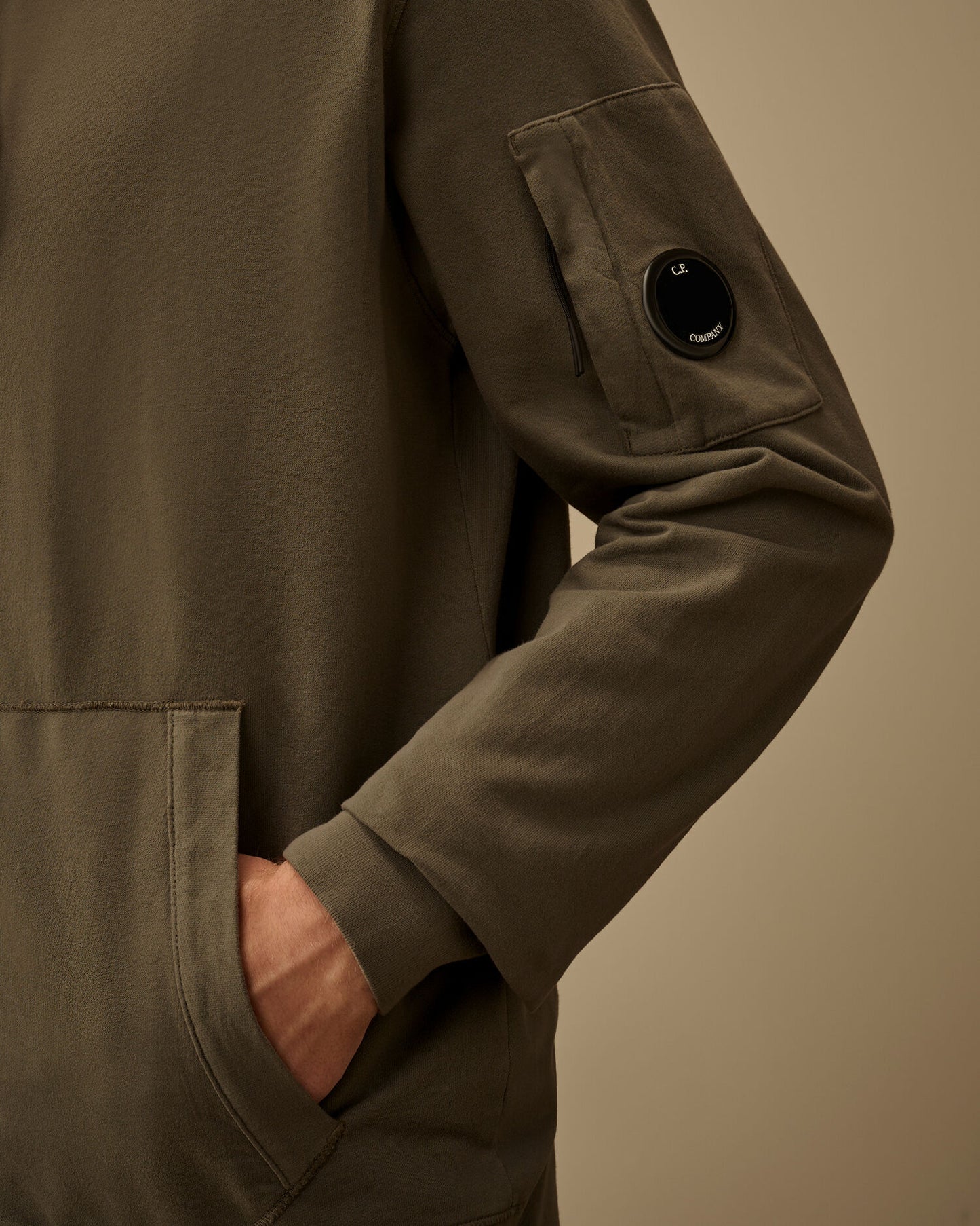 Light Fleece Zip Hooded Lens Sweatshirt, GUNMETAL - GREY