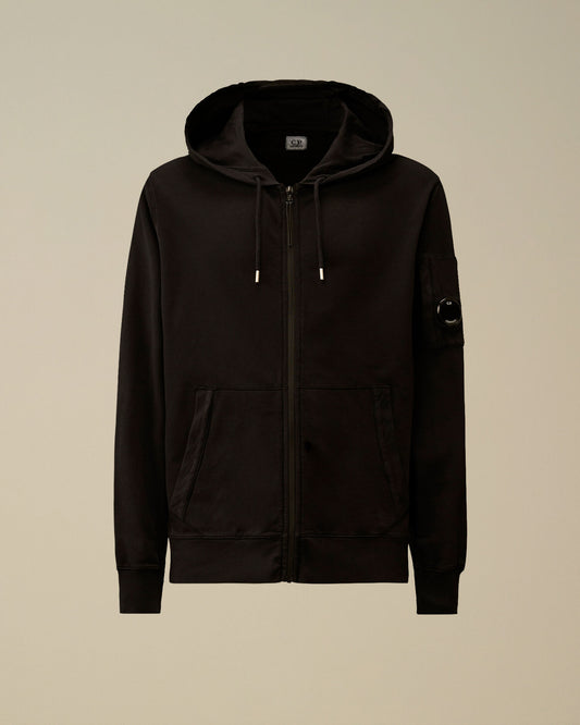 Light Fleece Zip Hooded Lens Sweatshirt, BLACK