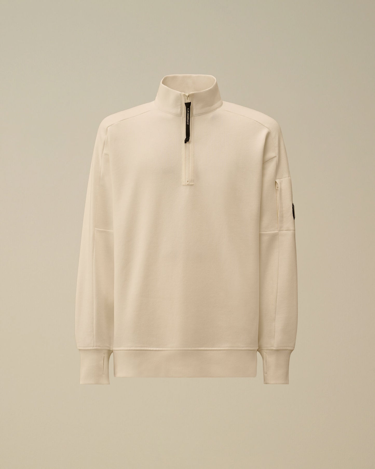 Diagonal Raised Fleece Half Zip Lens Sweatshirt, GAUZE WHITE