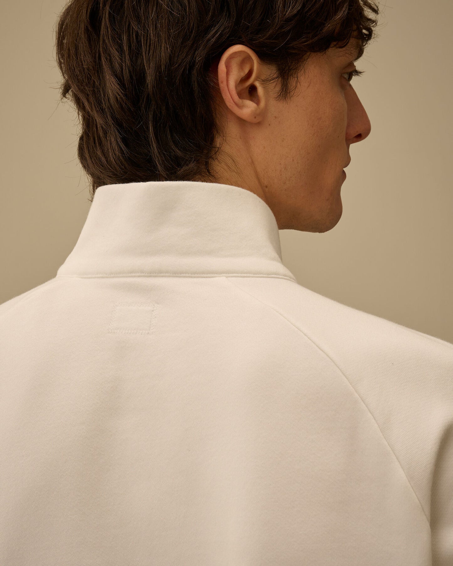 Diagonal Raised Fleece Half Zip Lens Sweatshirt, GAUZE WHITE