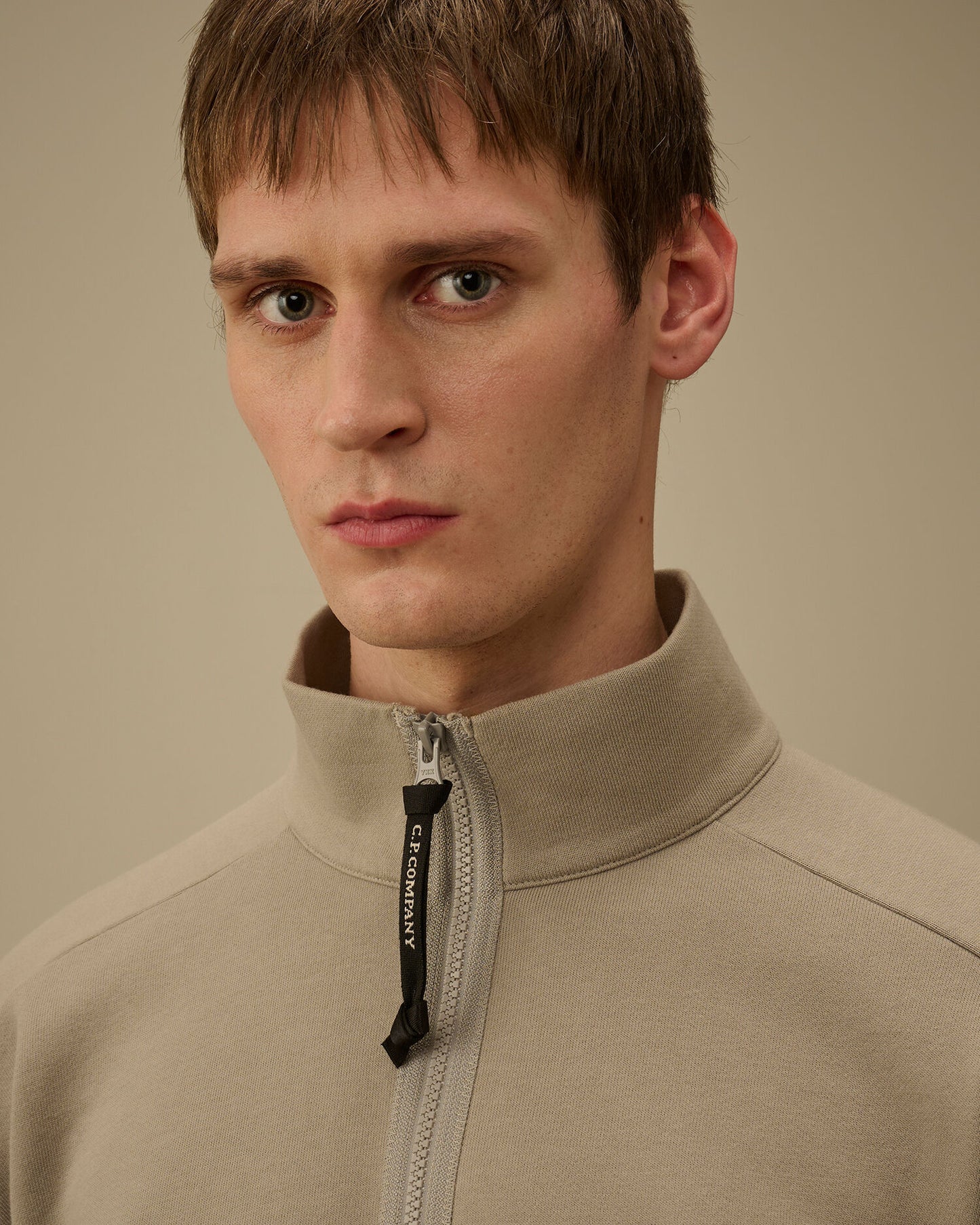Diagonal Raised Fleece Half Zip Lens Sweatshirt, DOVE - GREY
