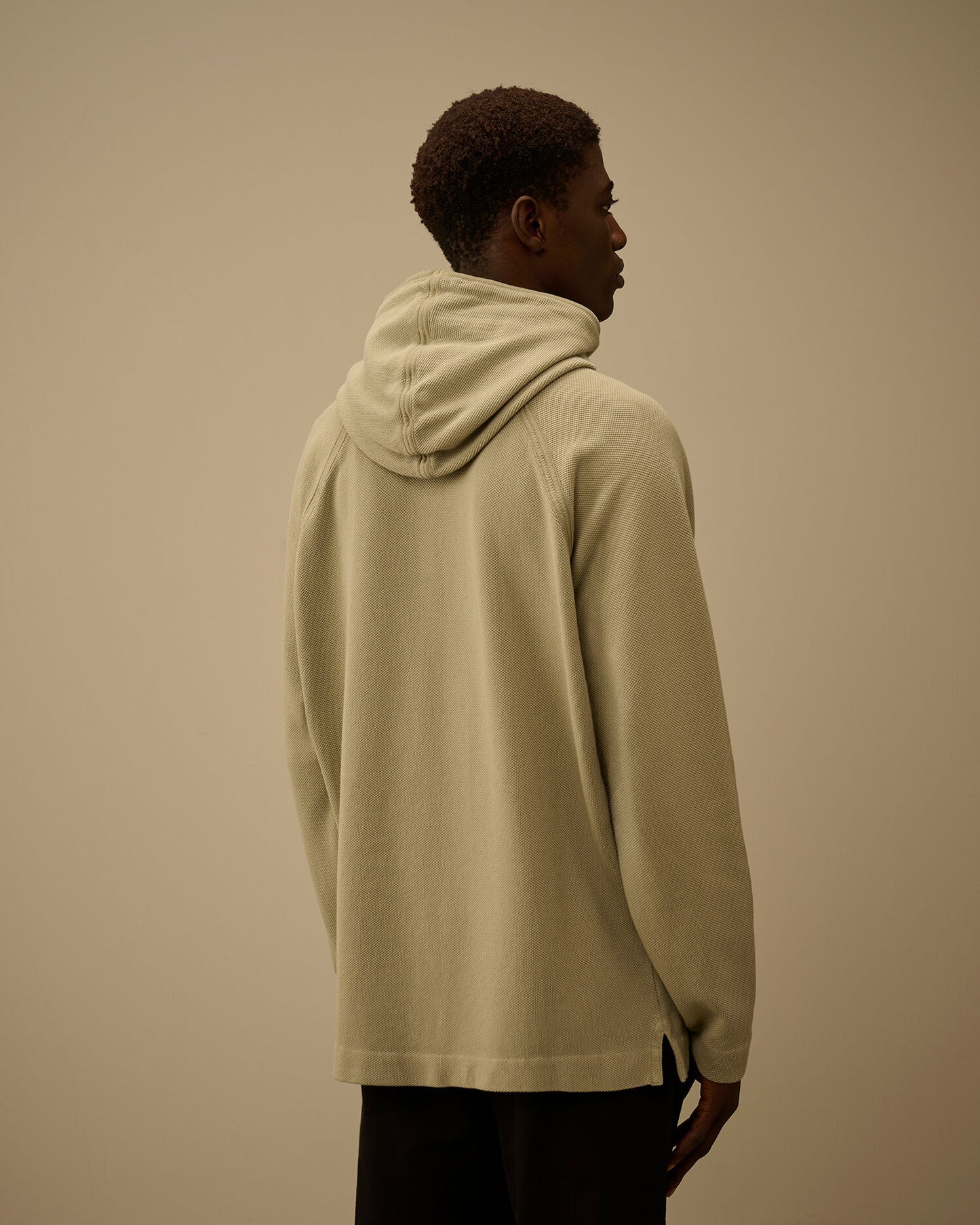 Heavy Piquet Hooded Sweatshirt, MOSS GRAY - GREEN
