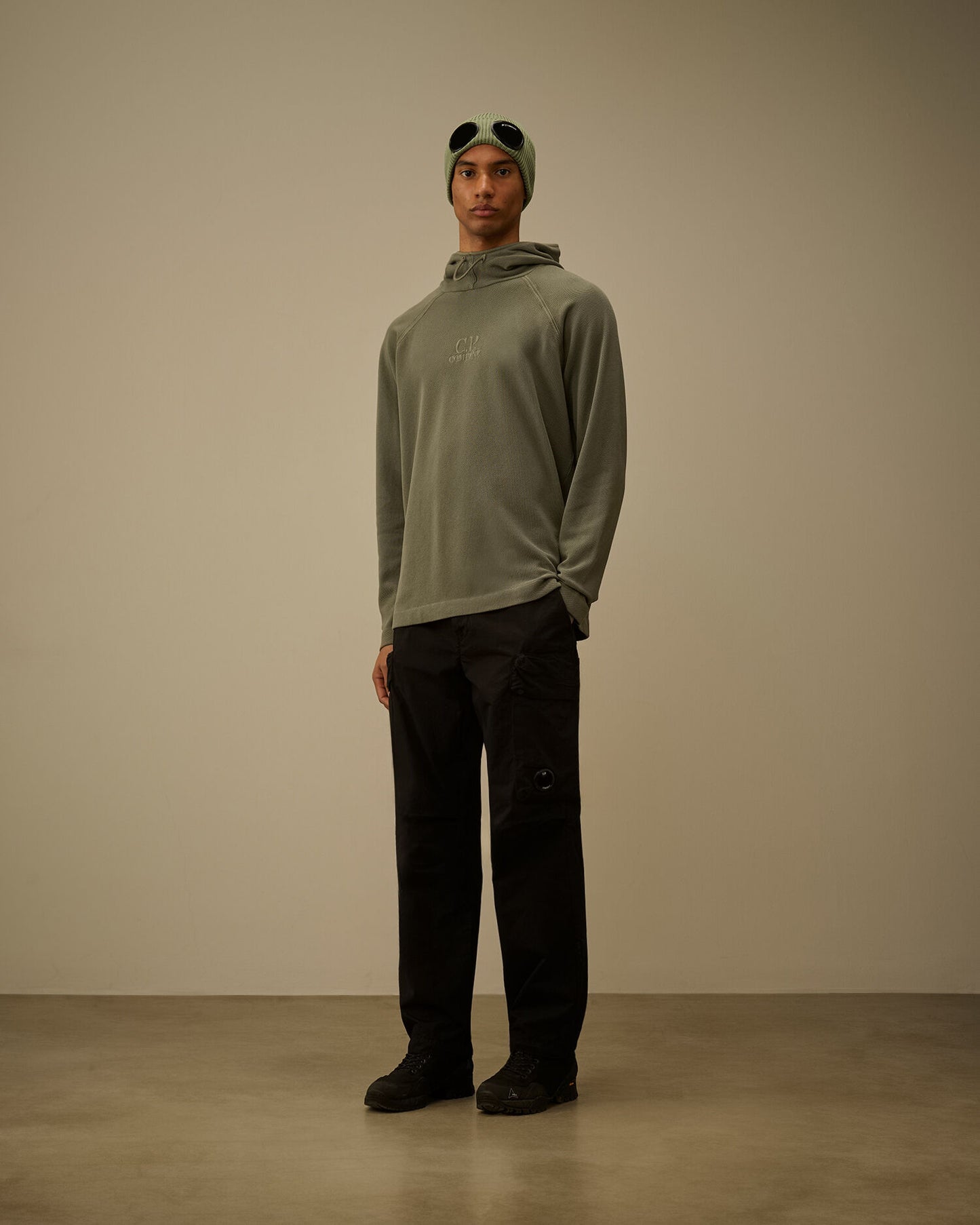 Heavy Piquet Hooded Sweatshirt, GUNMETAL - GREY