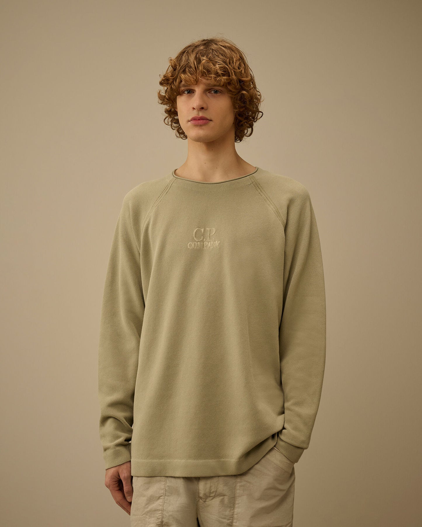 Heavy Piquet Pigment Dyed Mockneck Sweatshirt, MOSS GRAY - GREEN