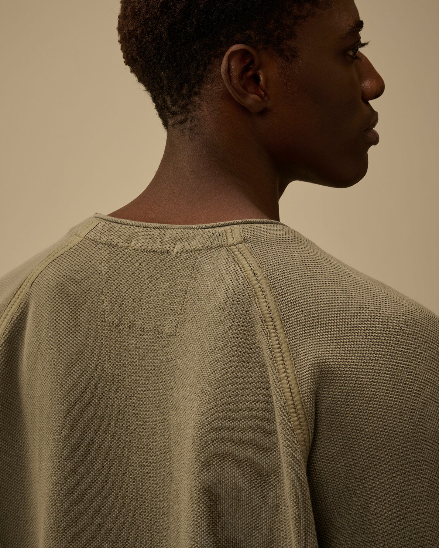 Heavy Piquet Pigment Dyed Mockneck Sweatshirt, GUNMETAL - GREY