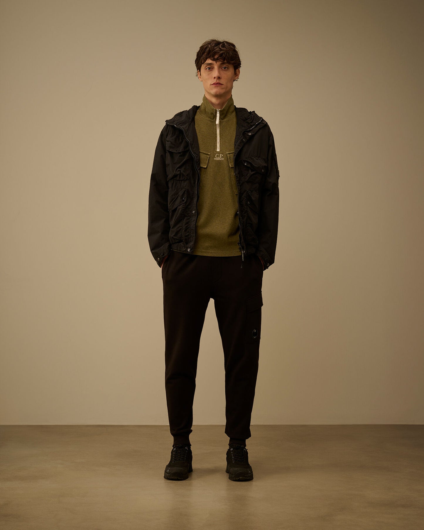 Heavy Jersey Plated Half Zip Sweatshirt, DRIED HERB - GREEN
