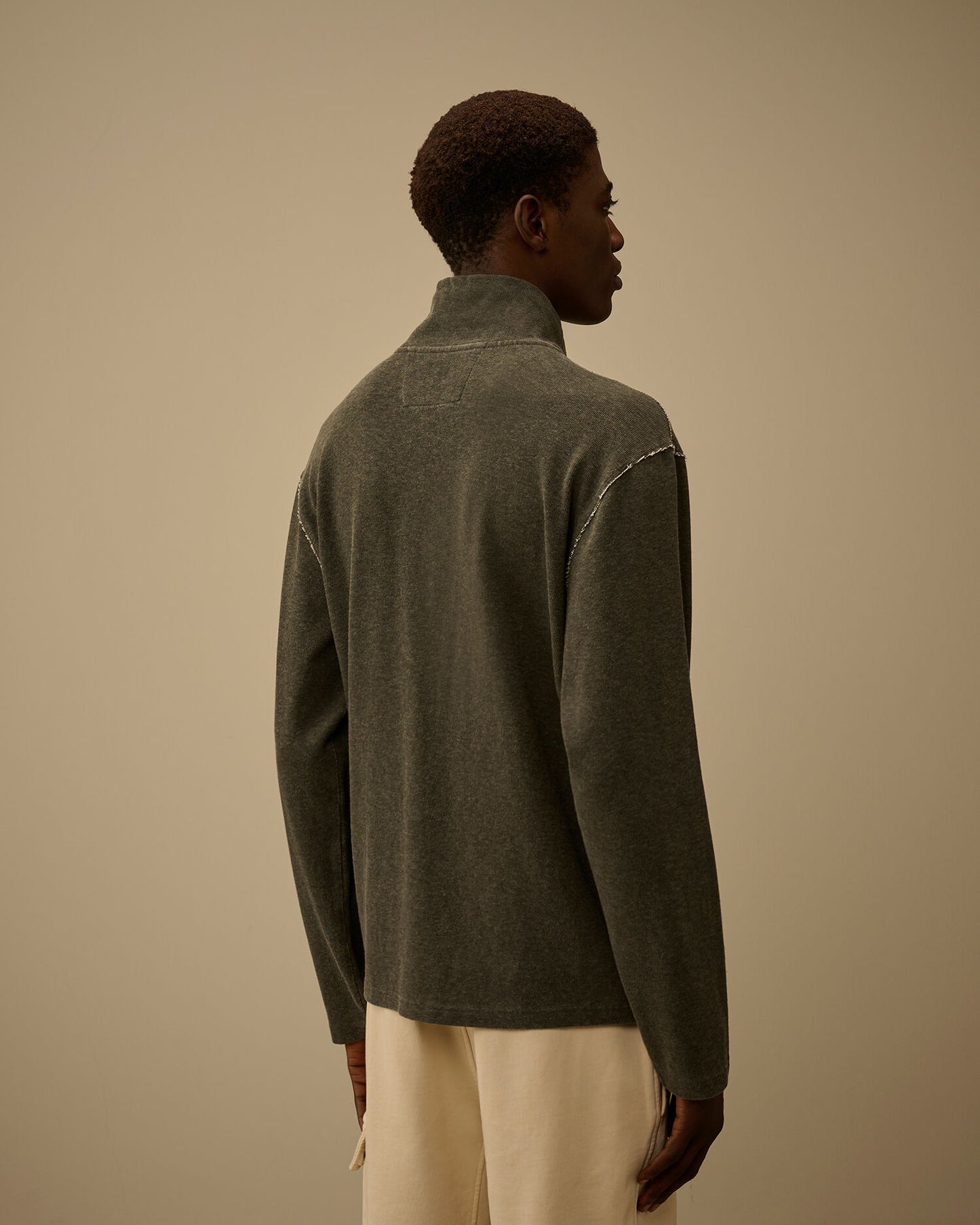 Heavy Jersey Plated Half Zip Sweatshirt, GUNMETAL - GREY