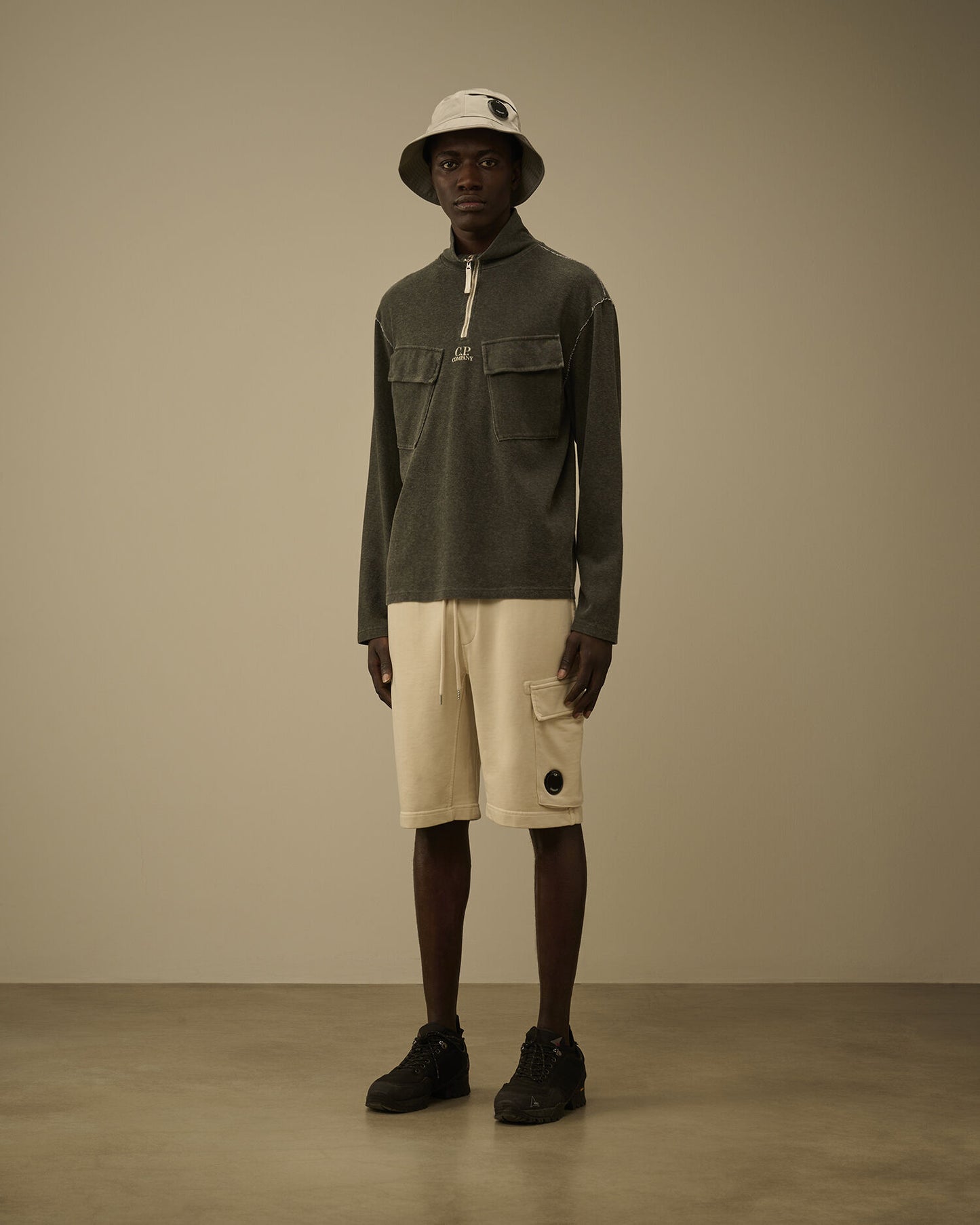 Heavy Jersey Plated Half Zip Sweatshirt, GUNMETAL - GREY