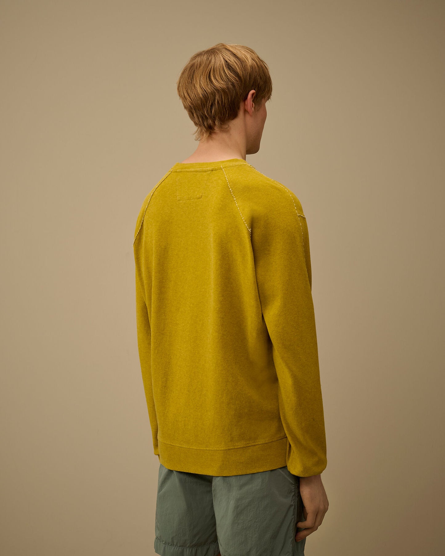 Heavy Jersey Plated Crewneck Sweatshirt, ANTIQUE MOSS -YELLOW