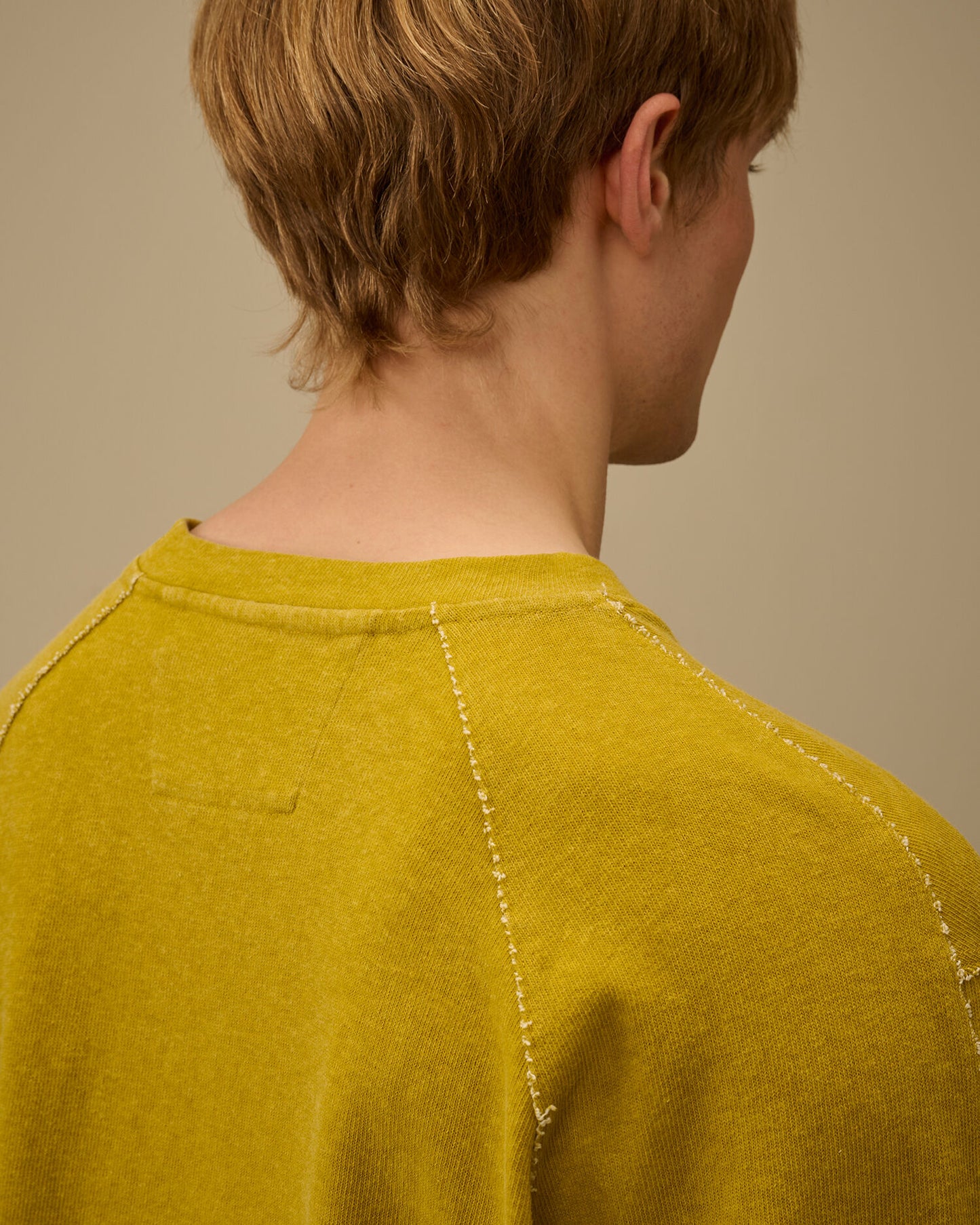 Heavy Jersey Plated Crewneck Sweatshirt, ANTIQUE MOSS -YELLOW