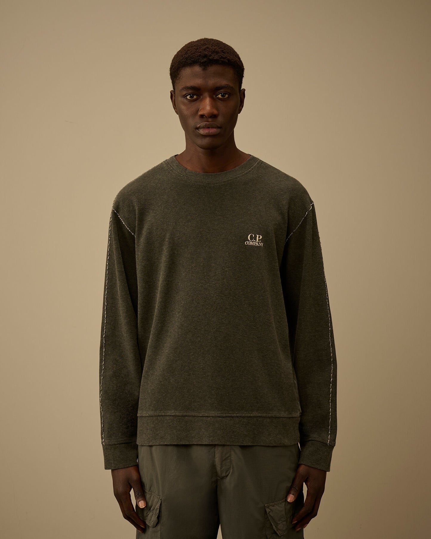 Heavy Jersey Plated Crewneck Sweatshirt, GUNMETAL - GREY