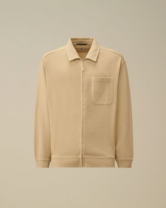 Combed Jersey 10/2 Boxy Zip Sweatshirt, FROZEN DEW - WHITE
