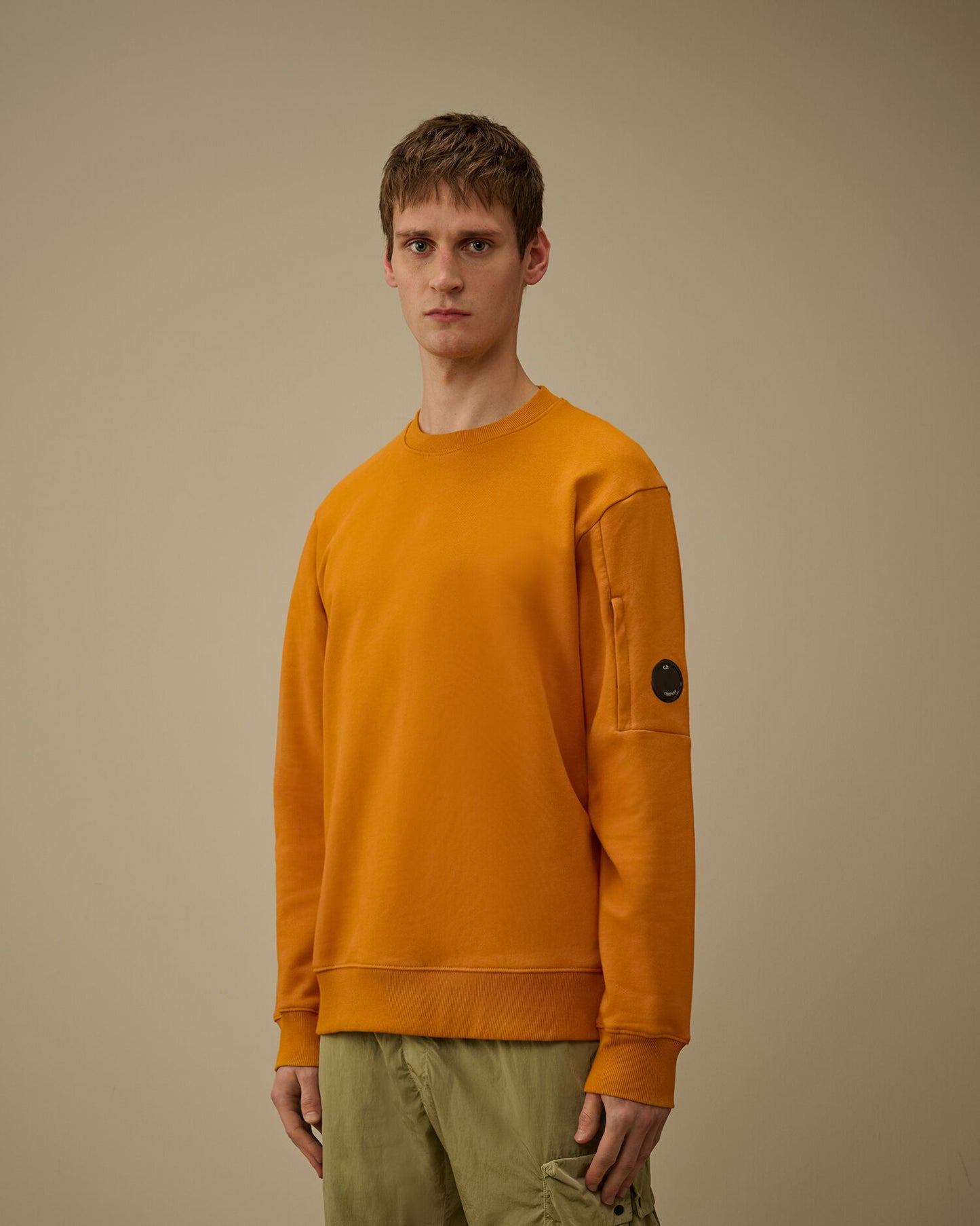 Diagonal Raised Fleece Crewneck Lens Sweatshirt, DESERT SUN - ORANGE
