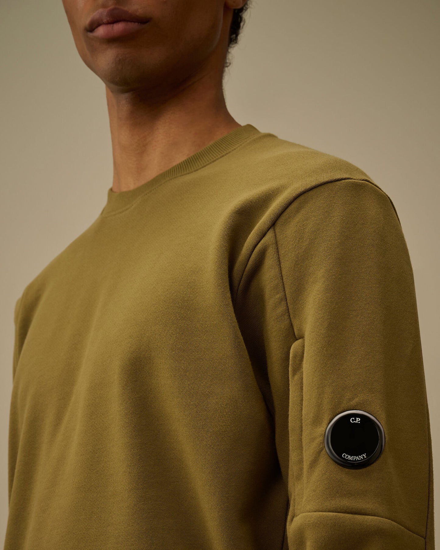 Diagonal Raised Fleece Crewneck Lens Sweatshirt, DRIED HERB - GREEN