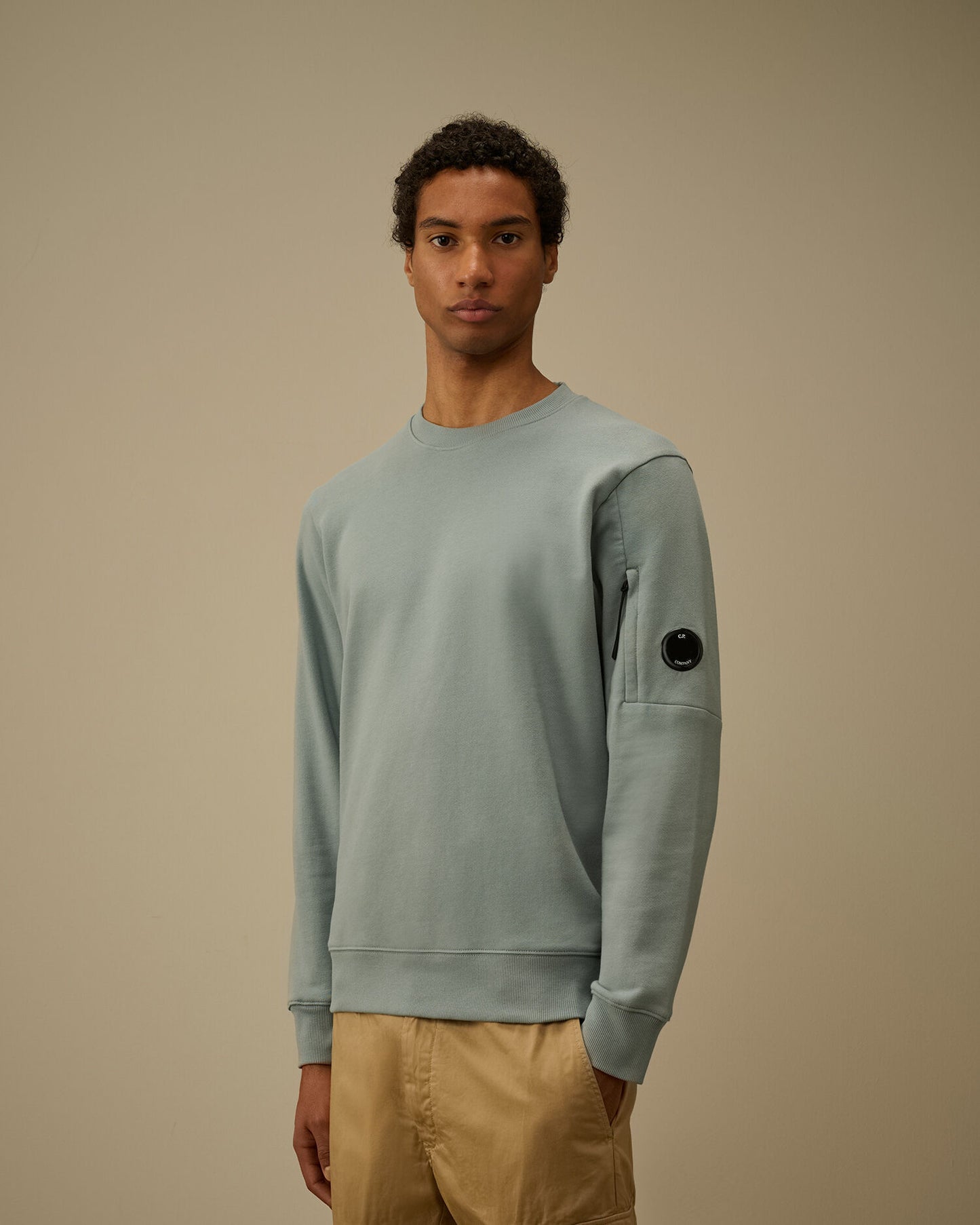 Diagonal Raised Fleece Crewneck Lens Sweatshirt, SILVER BLUE