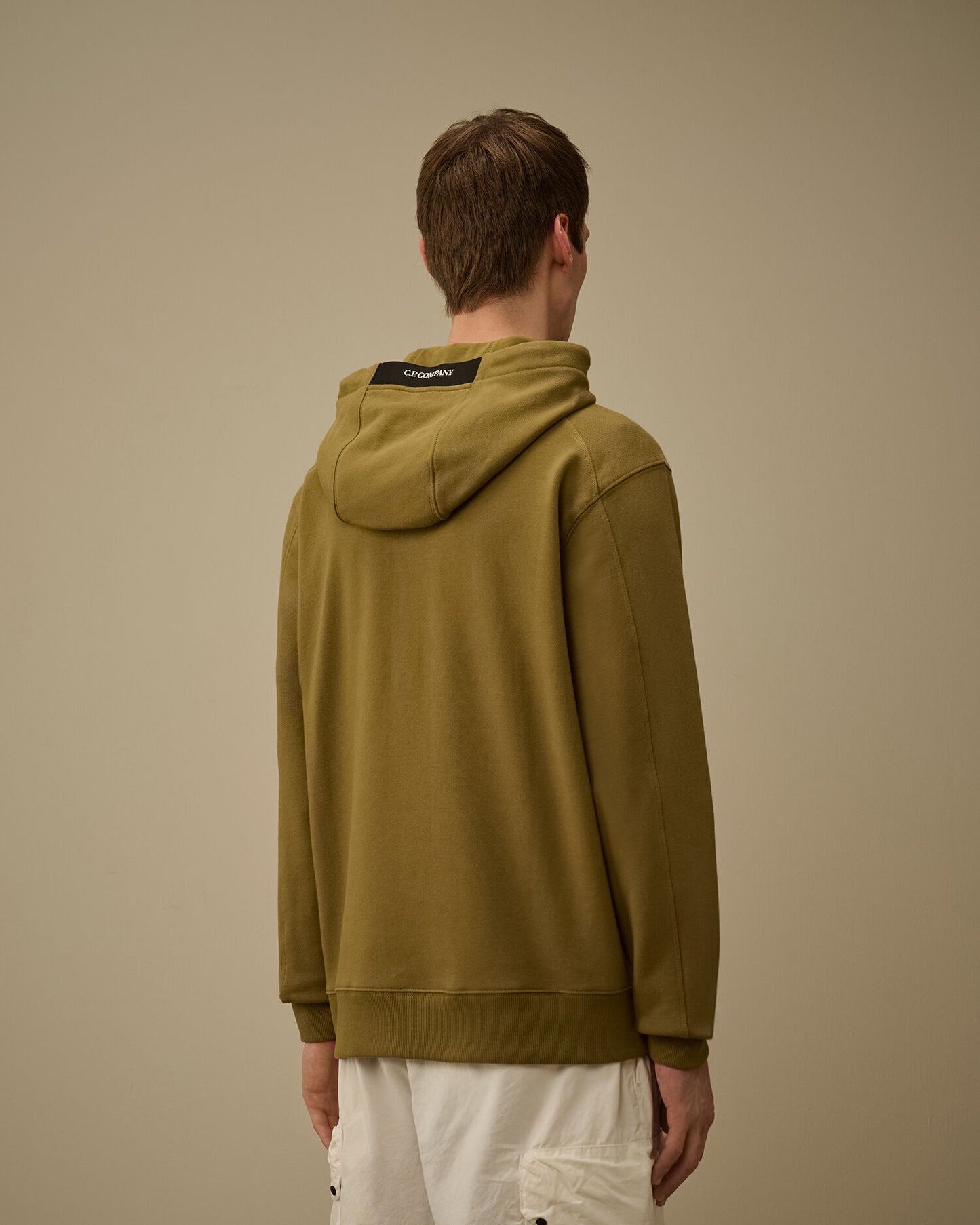 Diagonal Raised Fleece Hooded Lens Sweatshirt, DRIED HERB - GREEN