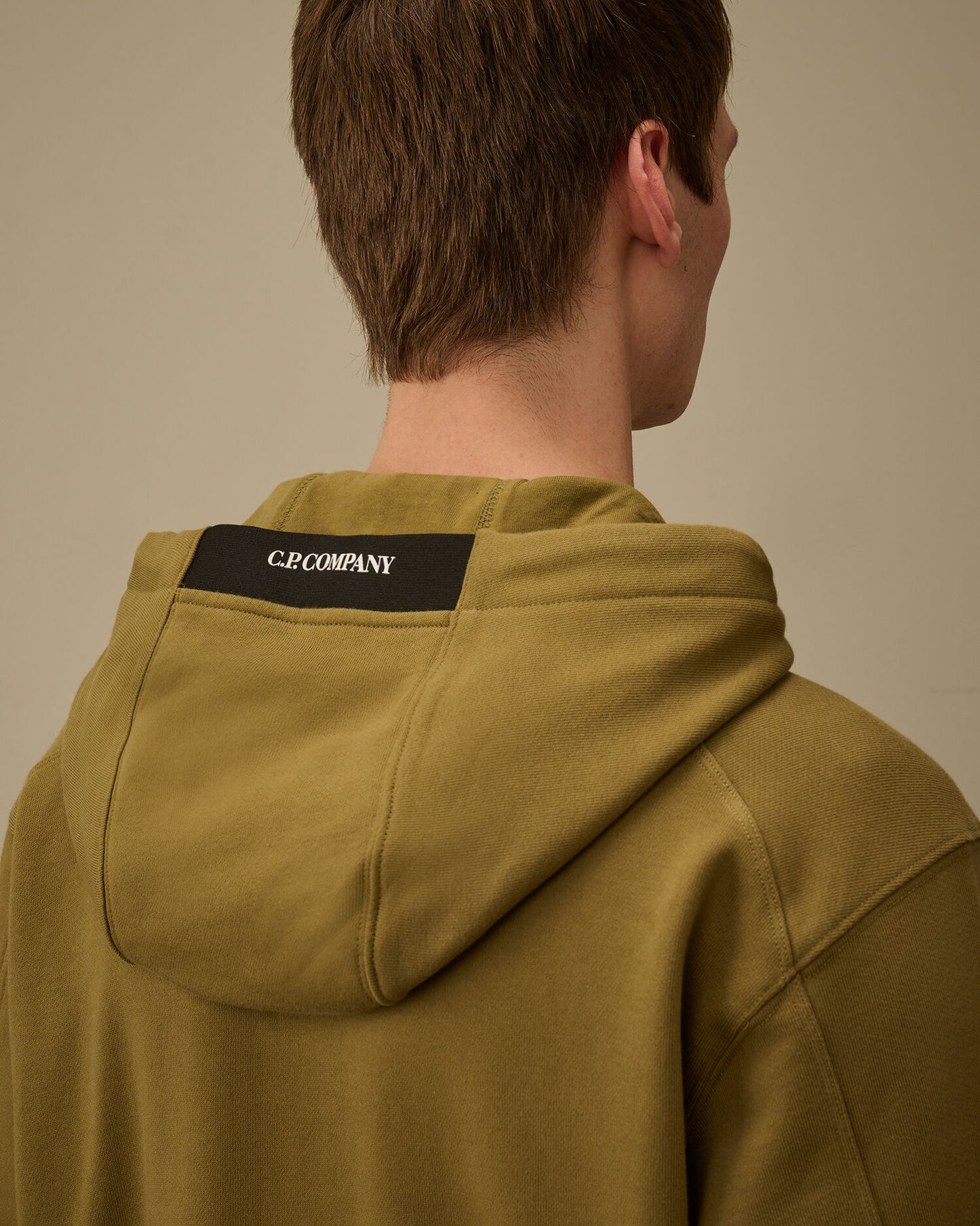 Diagonal Raised Fleece Hooded Lens Sweatshirt, DRIED HERB - GREEN