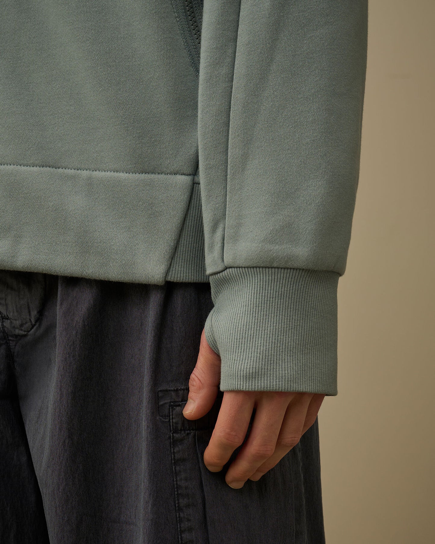 Diagonal Raised Fleece Zip Hooded Lens Sweatshirt, SILVER BLUE