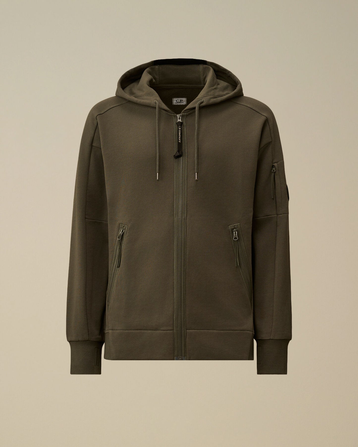 Diagonal Raised Fleece Zip Hooded Lens Sweatshirt, GUNMETAL - GREY