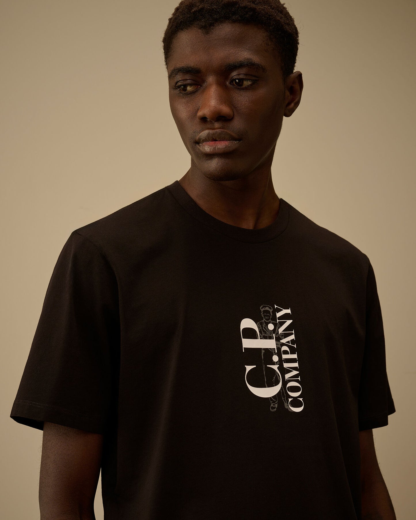 30/1 Jersey Short Sleeve Printed T-Shirt, BLACK