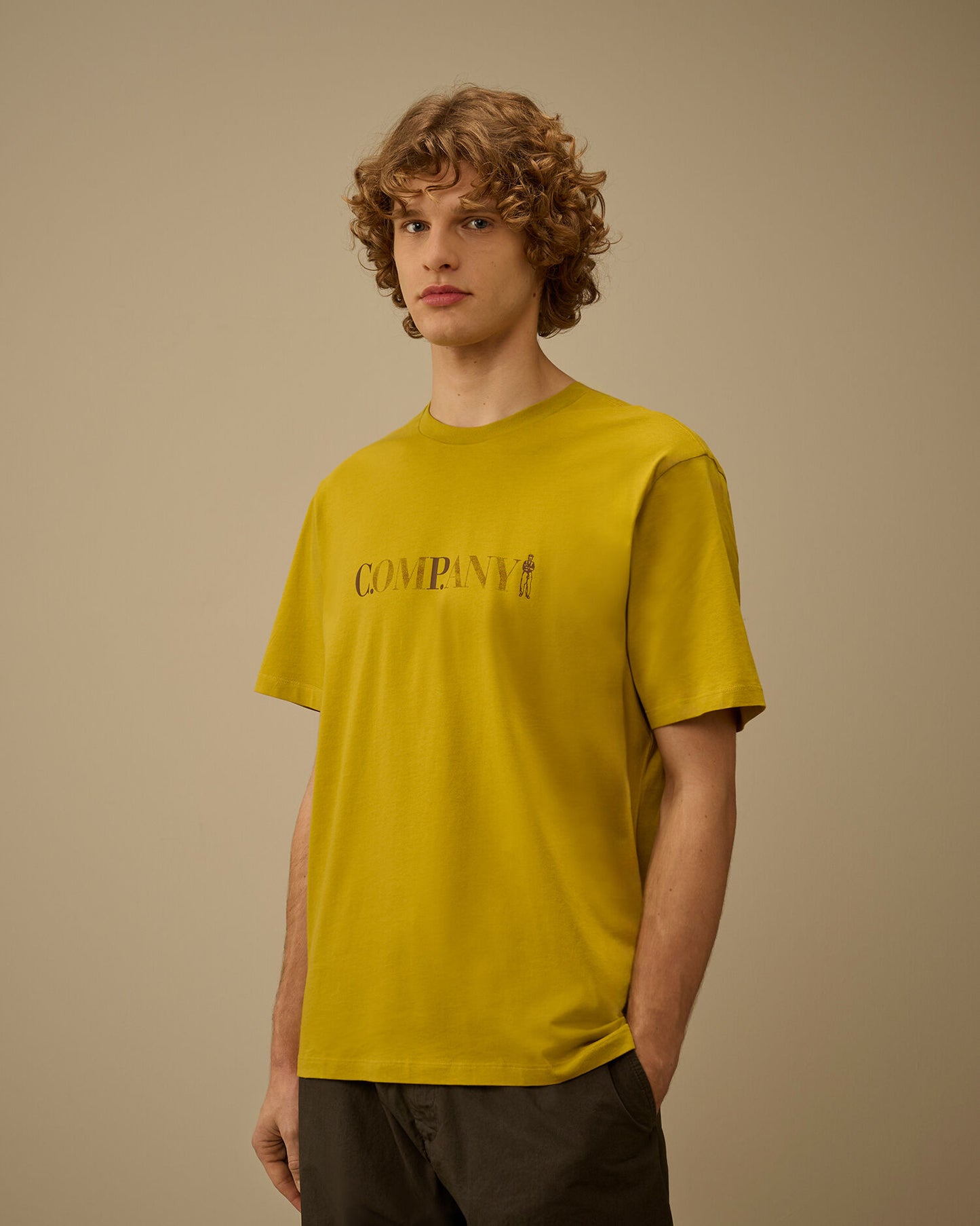 30/1 Jersey Short Sleeve Chest Logo T-Shirt, ANTIQUE MOSS -YELLOW