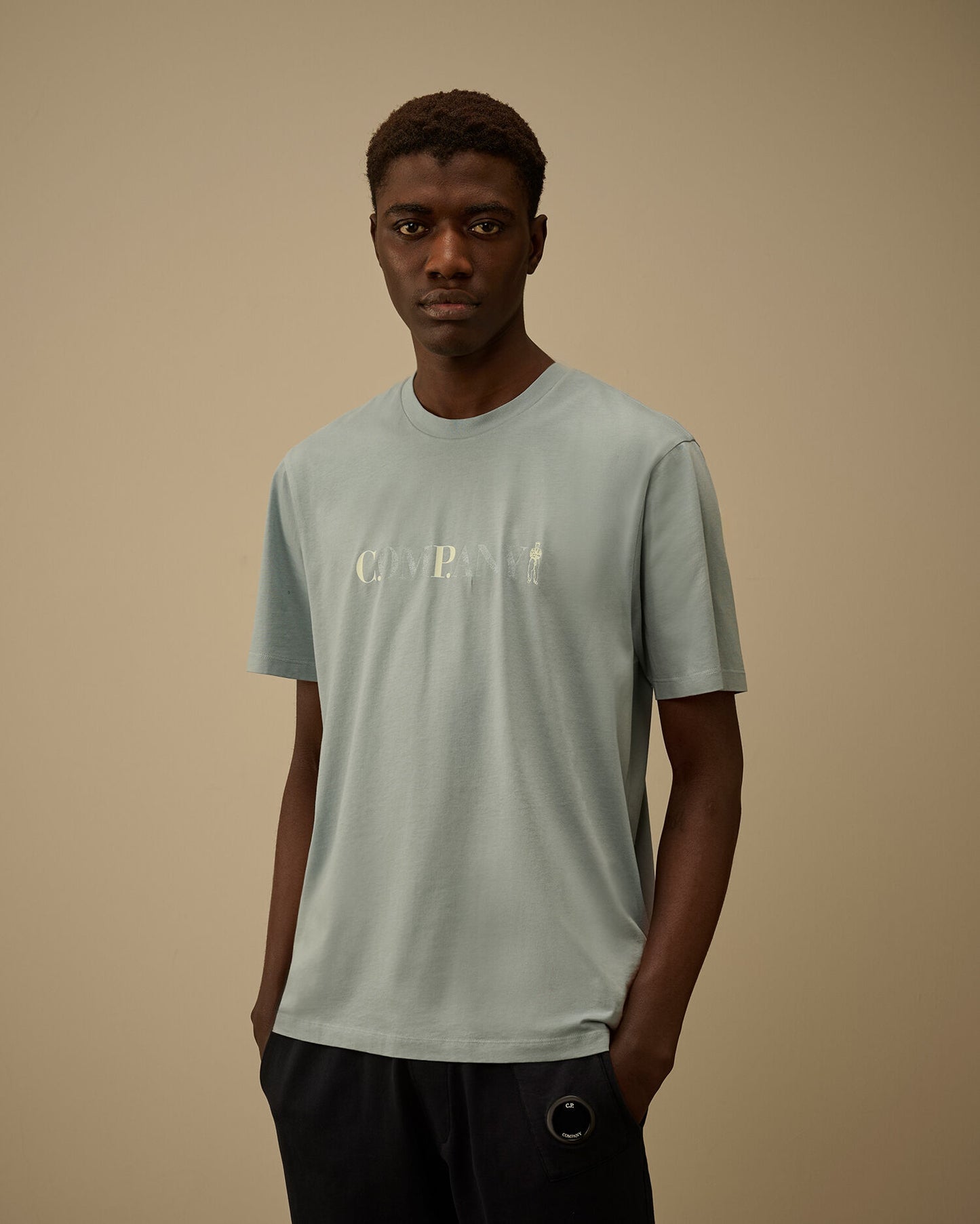 30/1 Jersey Short Sleeve Chest Logo T-Shirt, SILVER BLUE