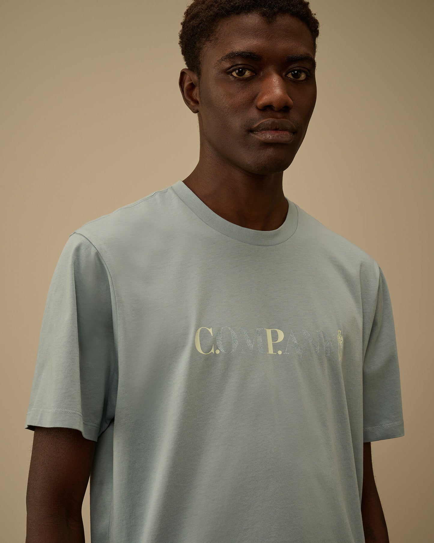 30/1 Jersey Short Sleeve Chest Logo T-Shirt, SILVER BLUE