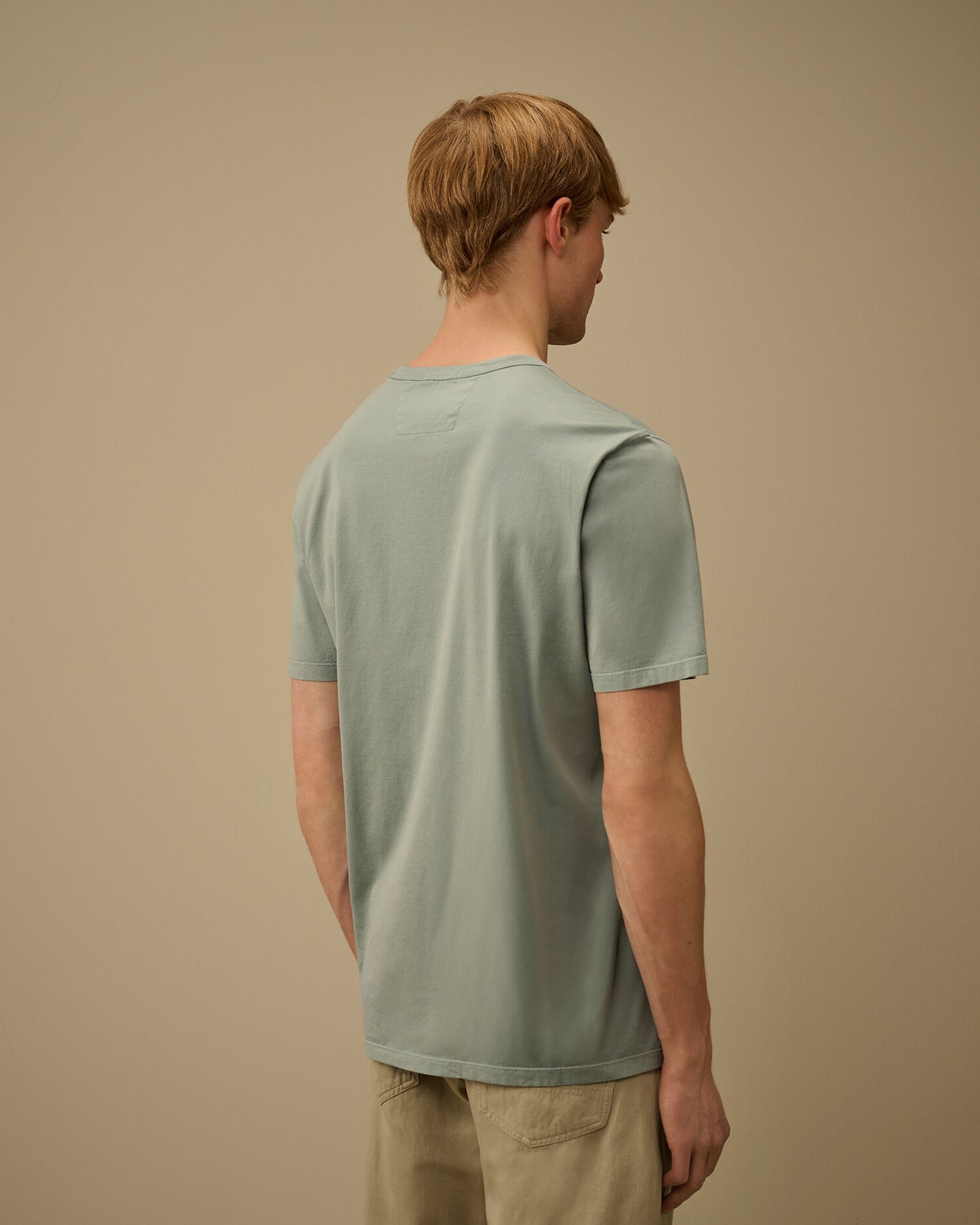 Mercerized Jersey 70/2 Gasato Short Sleeve Patch T-Shirt, SILVER BLUE