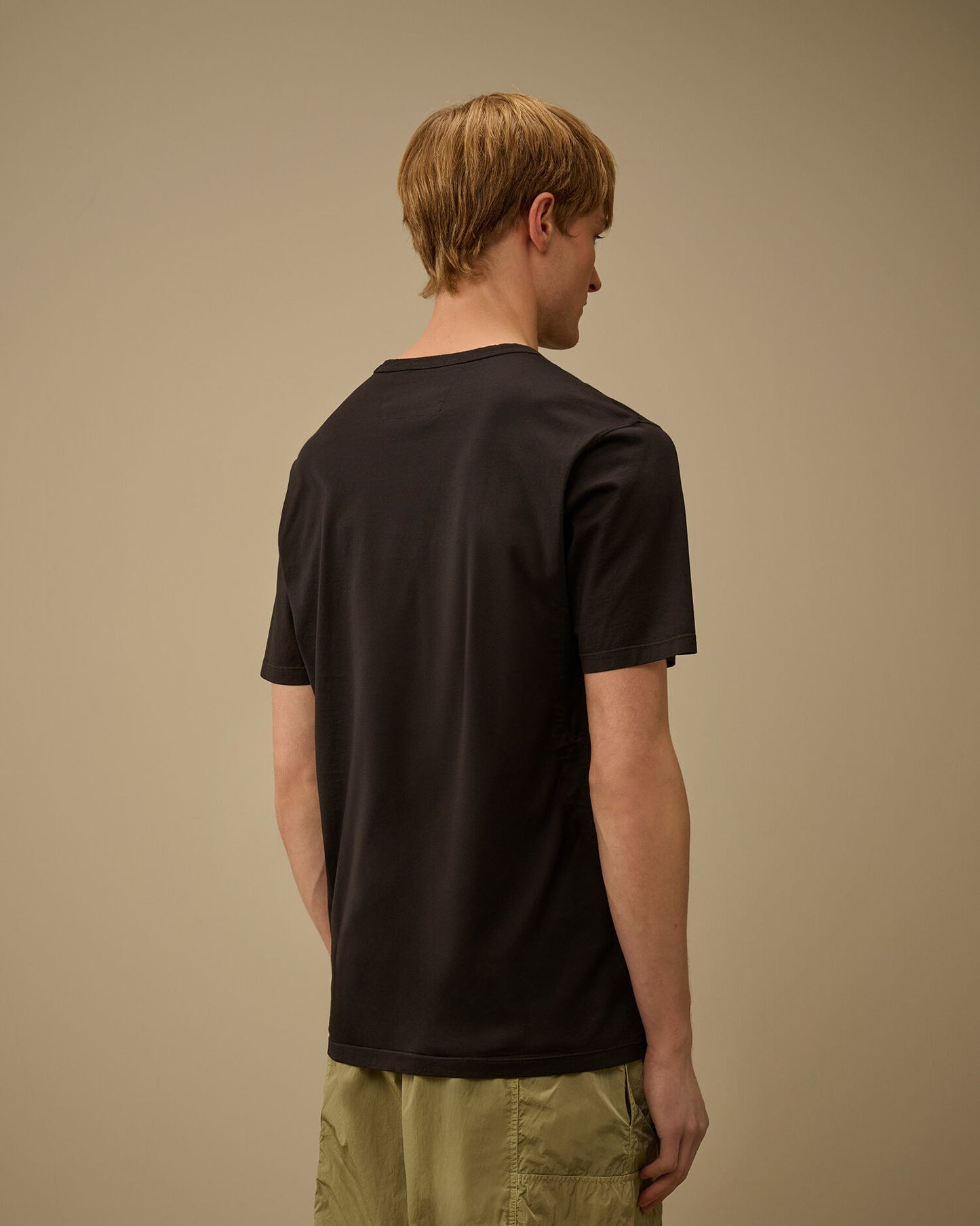 Mercerized Jersey 70/2 Gasato Short Sleeve Patch T-Shirt, BLACK
