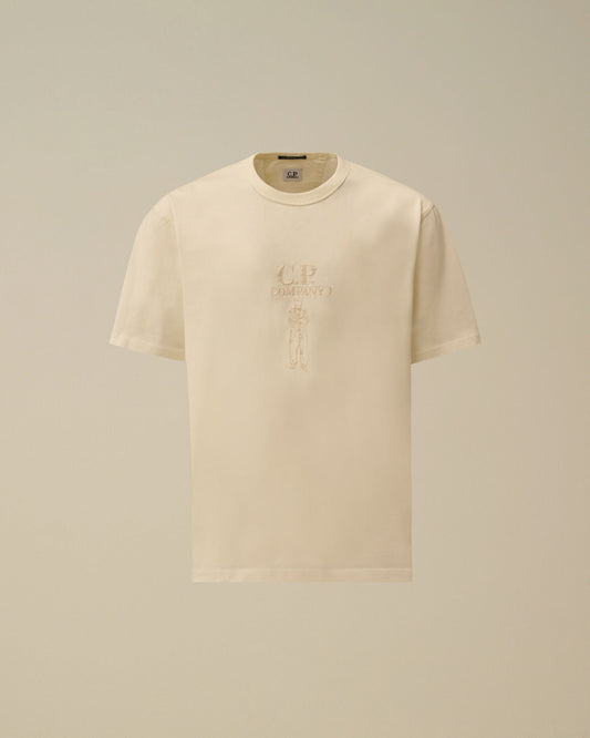 Mercerized Jersey 30/2 Twisted Short Sleeve Logo T-Shirt, GAUZE WHITE