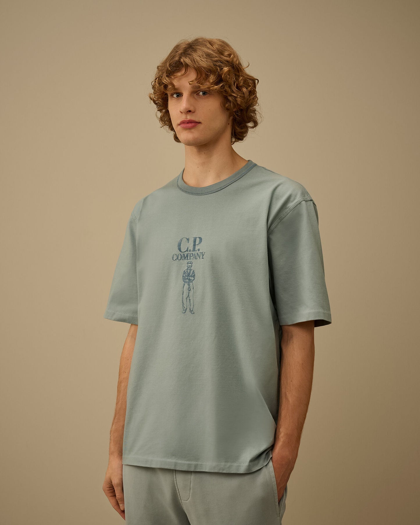 Mercerized Jersey 30/2 Twisted Short Sleeve Logo T-Shirt, SILVER BLUE