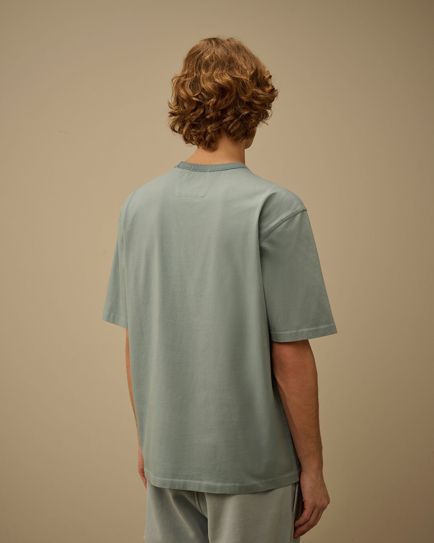 Mercerized Jersey 30/2 Twisted Short Sleeve Logo T-Shirt, SILVER BLUE